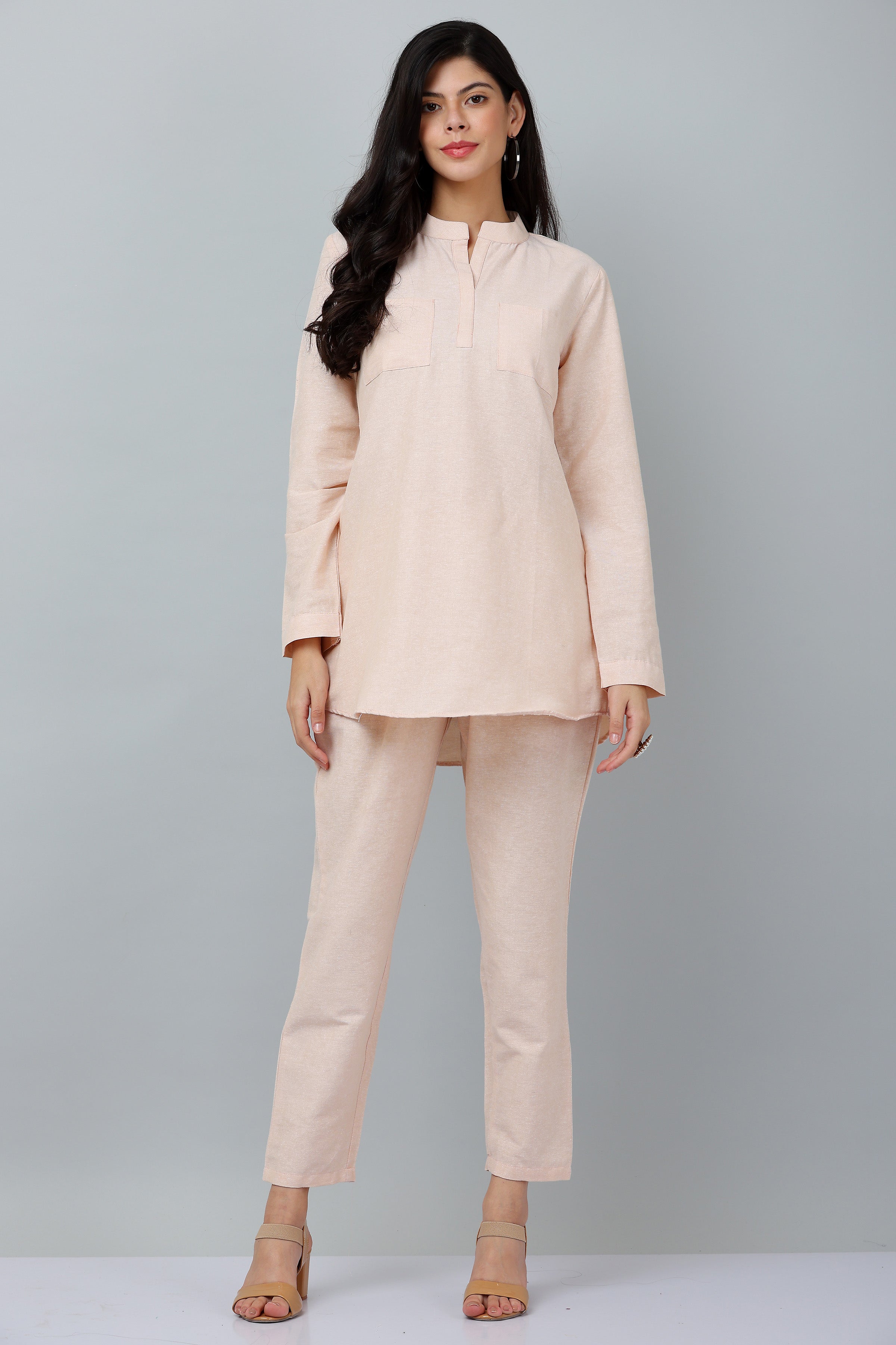 Kaanchie Nanggia Beige Causal Wear Shirt & Pants (Set of 2)