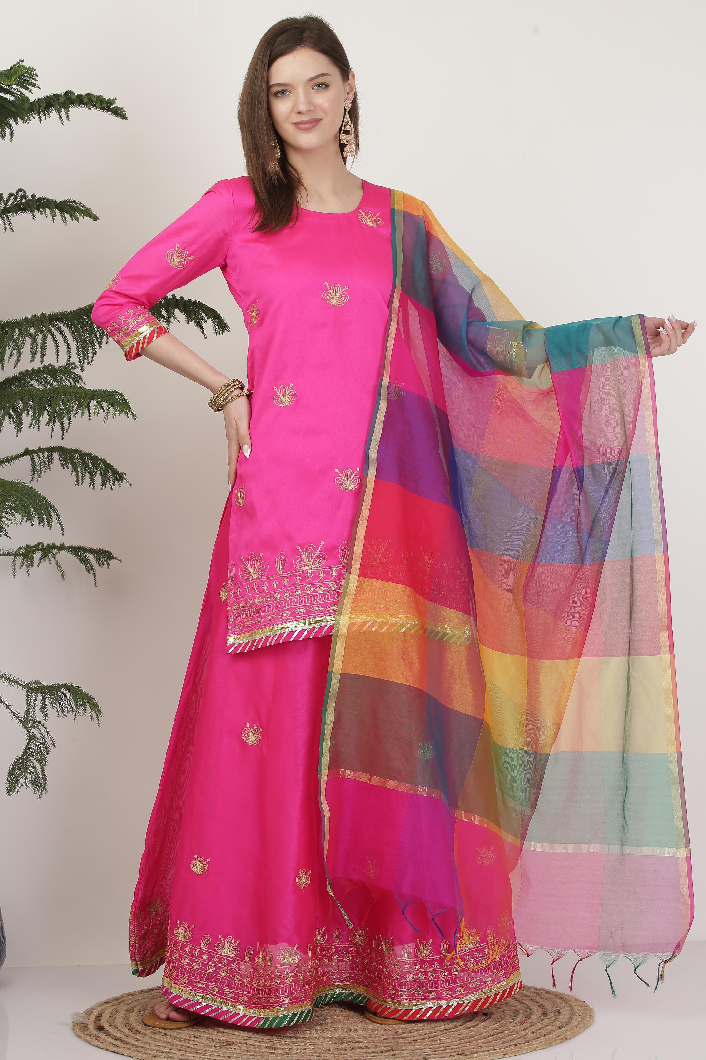 Kaanchie Nanggia Embroidered Ready to Wear Lehenga & Kurta With Dupatta (Set of 3)