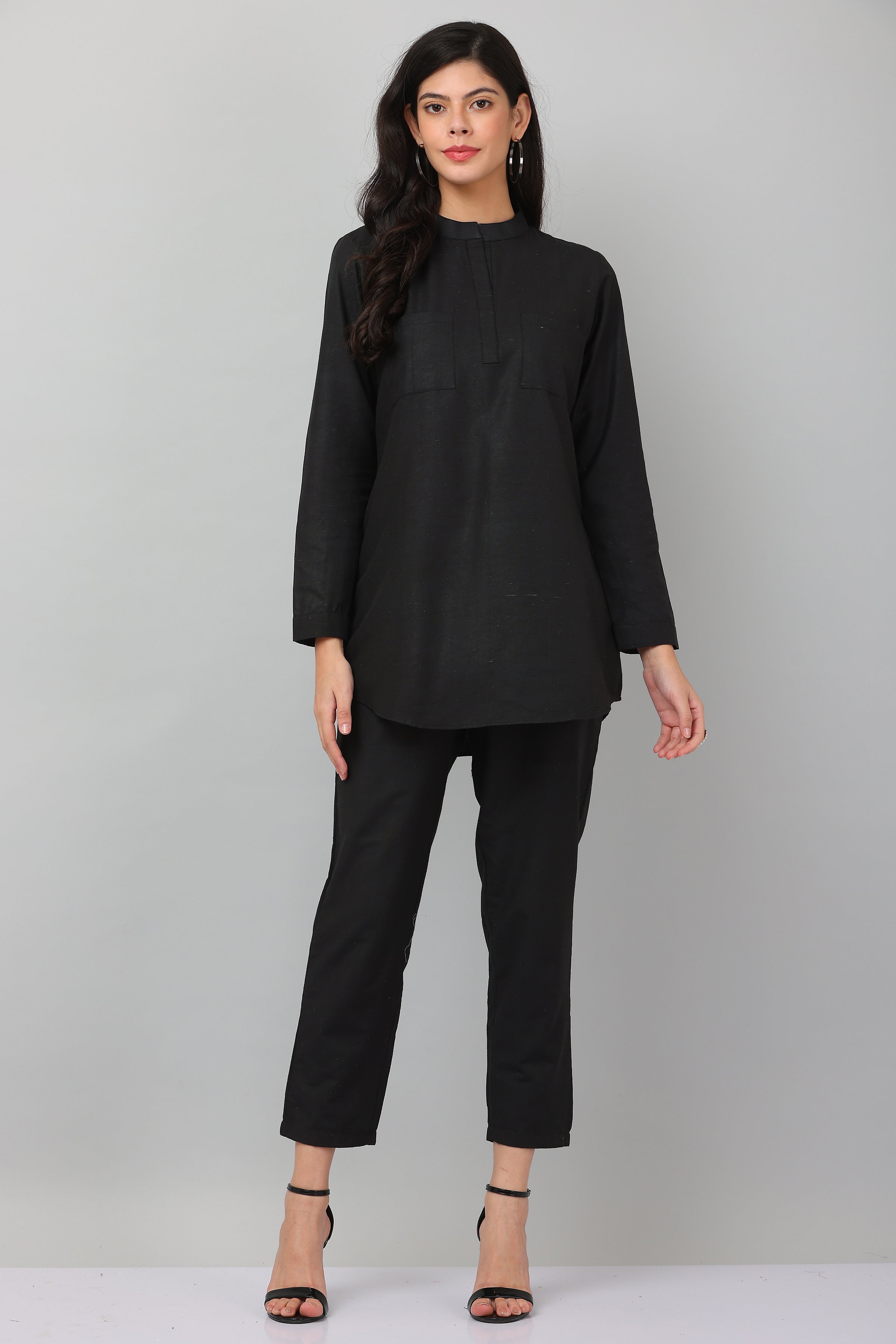 Kaanchie Nanggia Black Causal Wear Shirt & Pants (Set of 2)