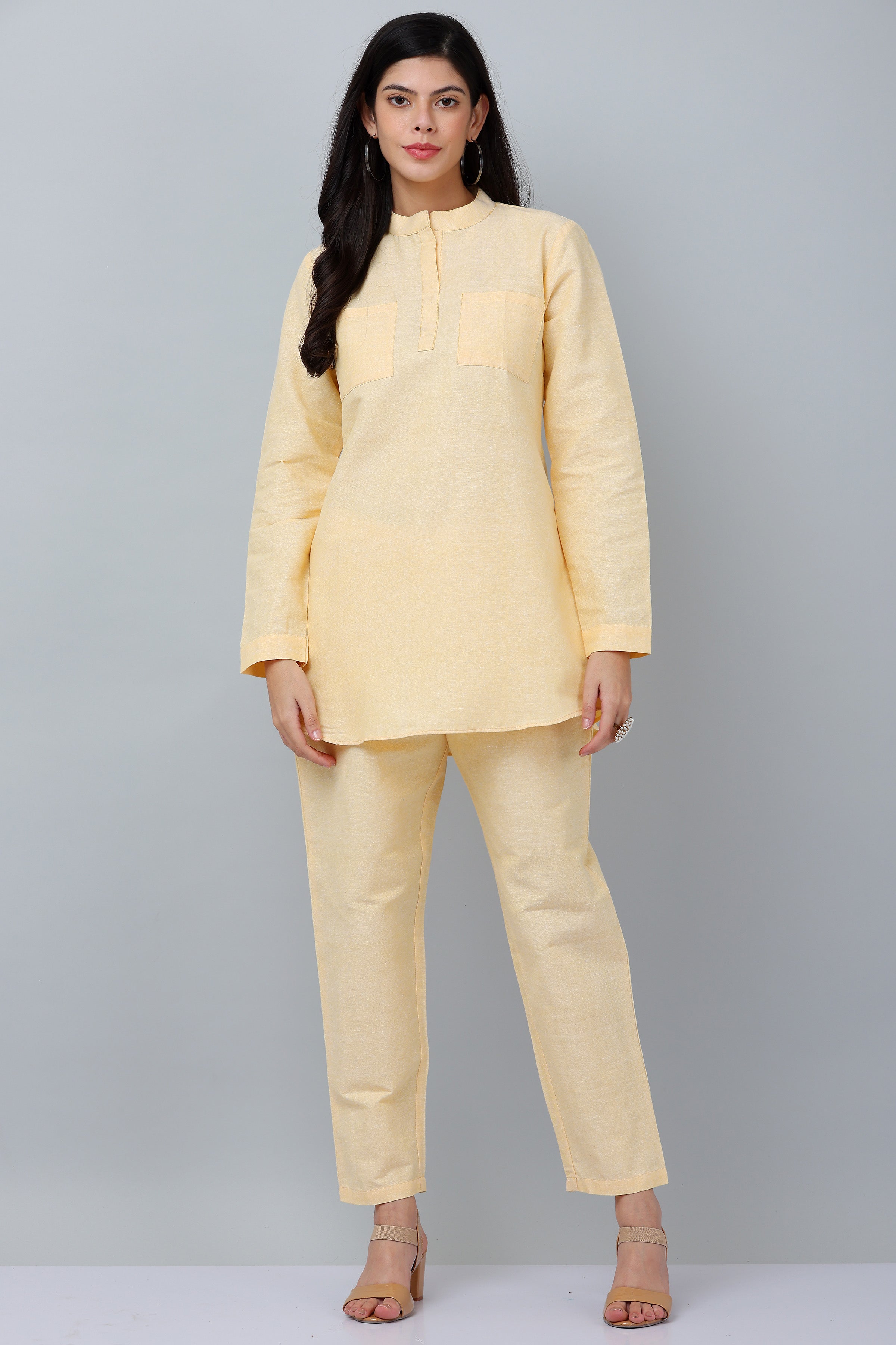 Kaanchie Nanggia Yellow Causal Wear Shirt & Pants (Set of 2)