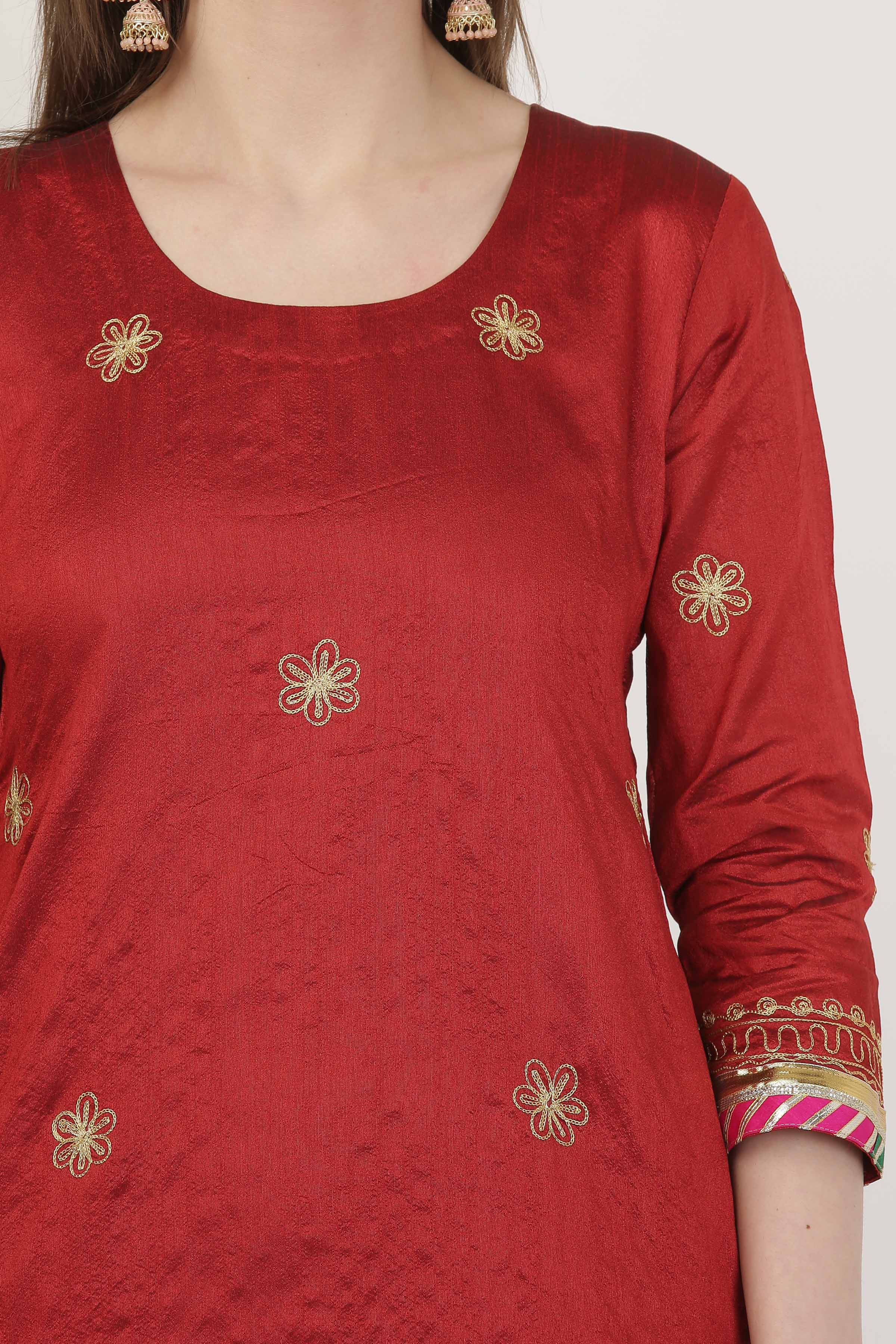 Kaanchie Nanggia Round Neck Zari Silk Ready to Wear Lehenga (Set of 3)