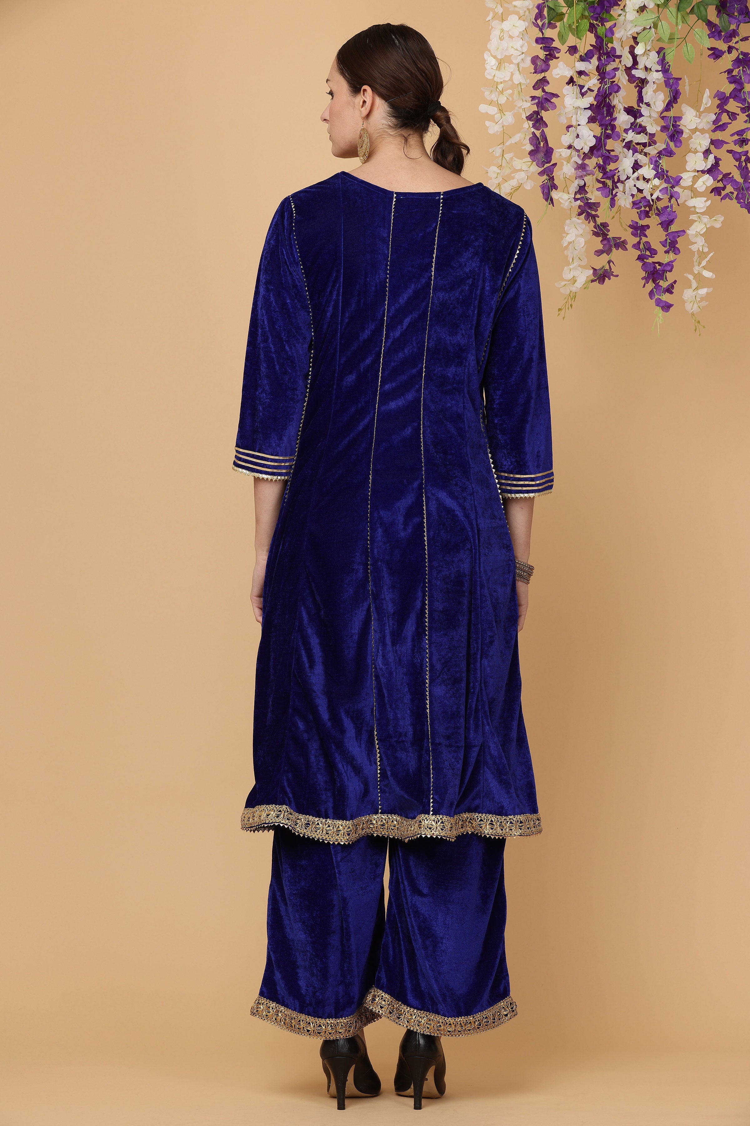 Kaanchie Nanggia Royal Blue kalidar kurta pallazo with dupatta