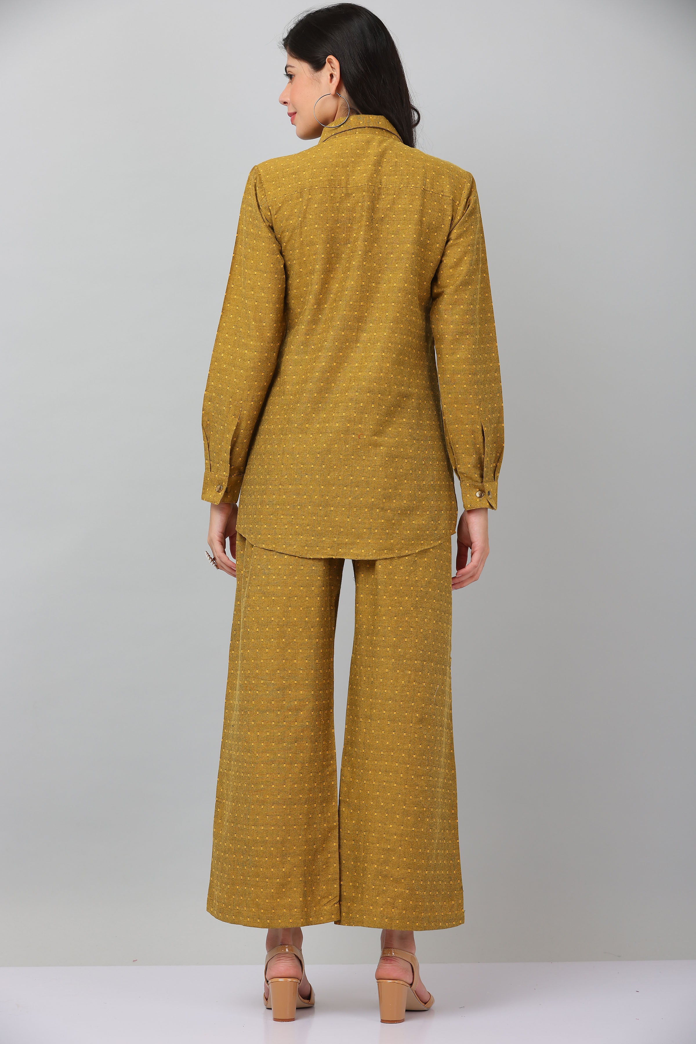 Kaanchie Nanggia Mustard Causal Wear Shirt & Pants (Set of 2)