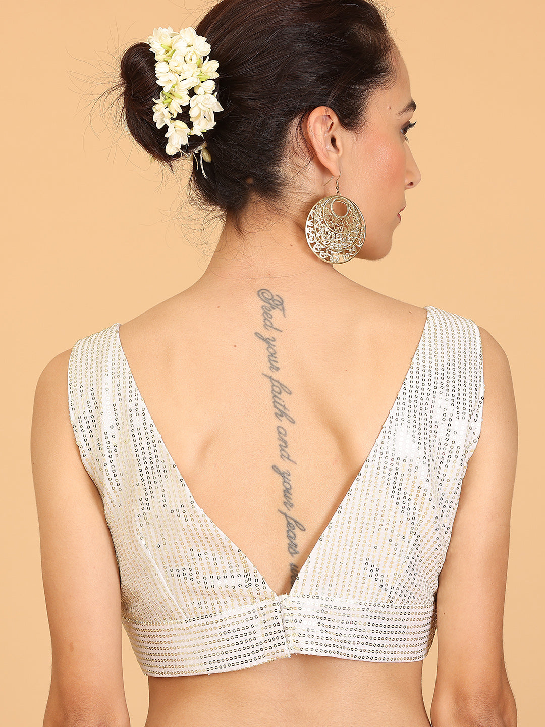 Kaanchie Nanggia White Sequence Blouse