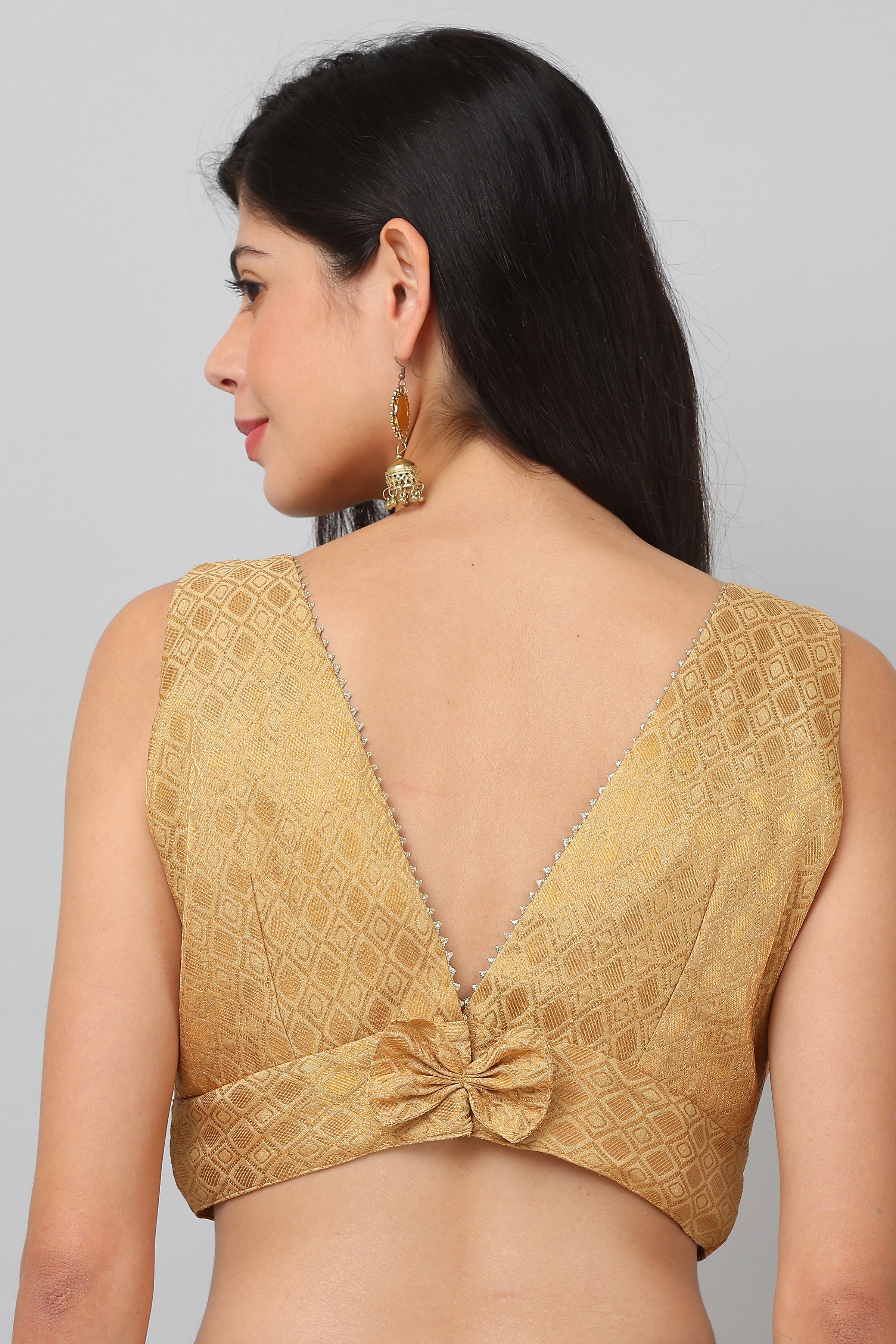Kaanchie Nanggia Beige Silk Gota Work Blouse