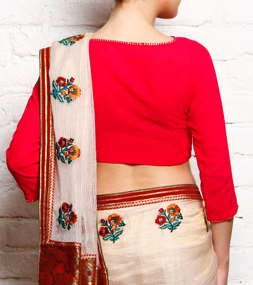 Kaanchie Nanggia Coral Georgette Blouse