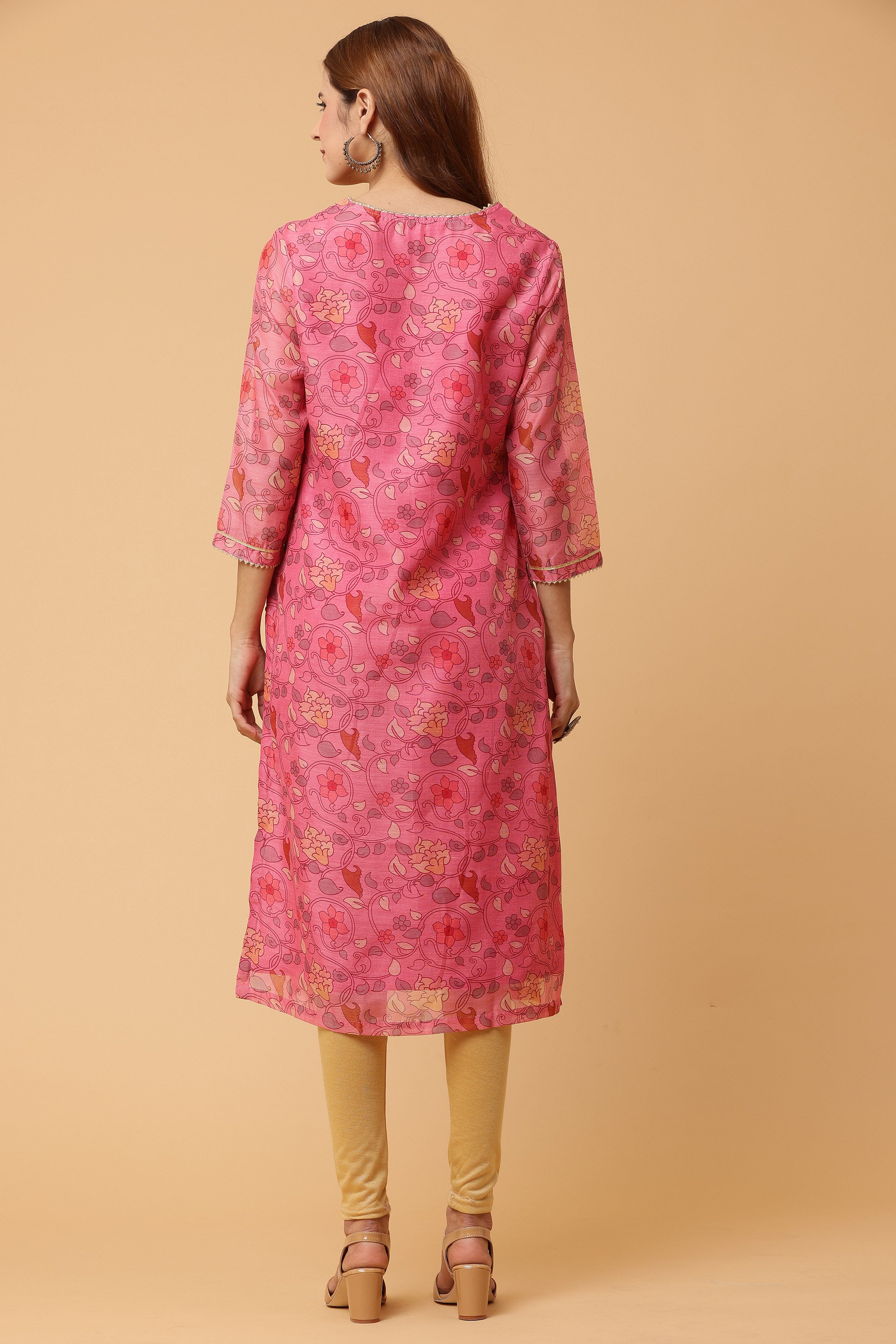 Kaanchie Nanggia Pink Digital Printed Kurta Legging with Dupatta (Set of 3)