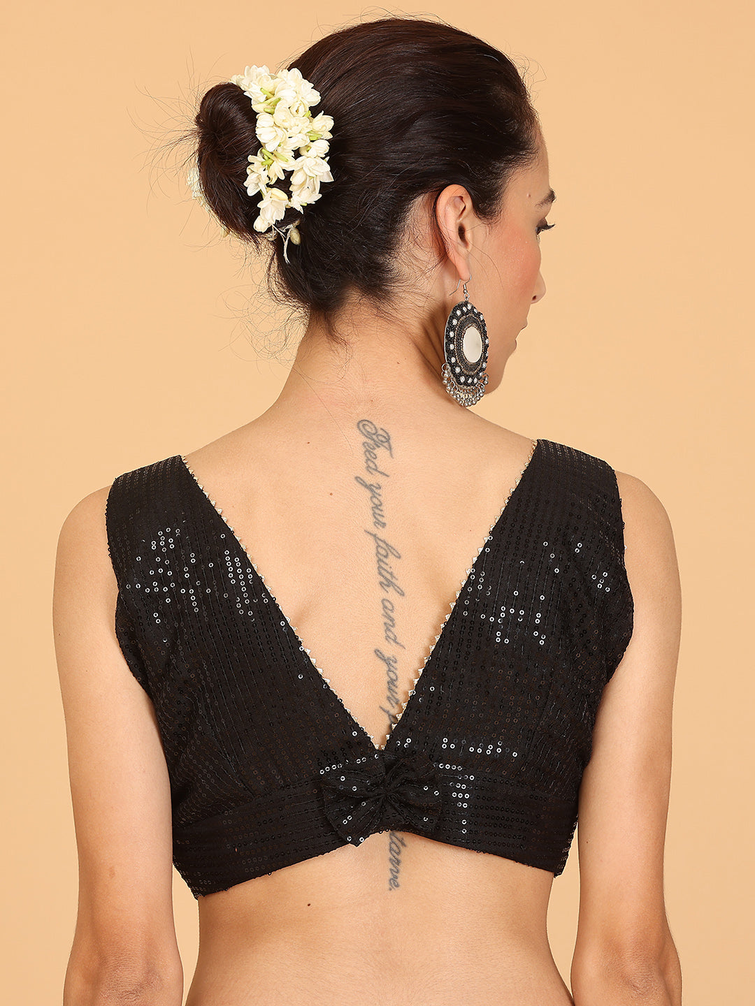 Kaanchie Nanggia Black Sequence and Gota Work Blouse