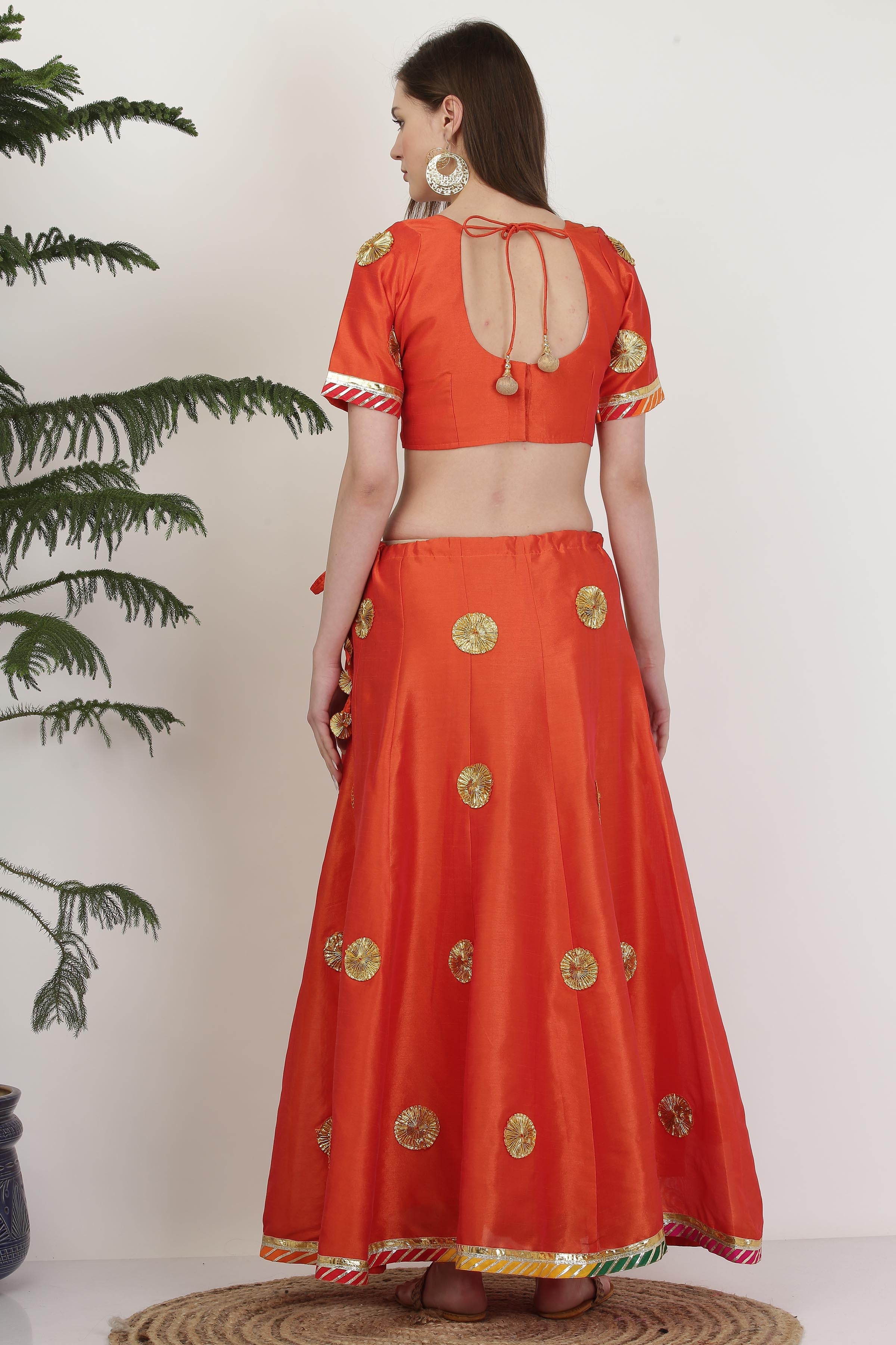 Kaanchie Nanggia Round Neck Silk Ready to Wear Lehenga & Blouse With Dupatta (Set of 3)