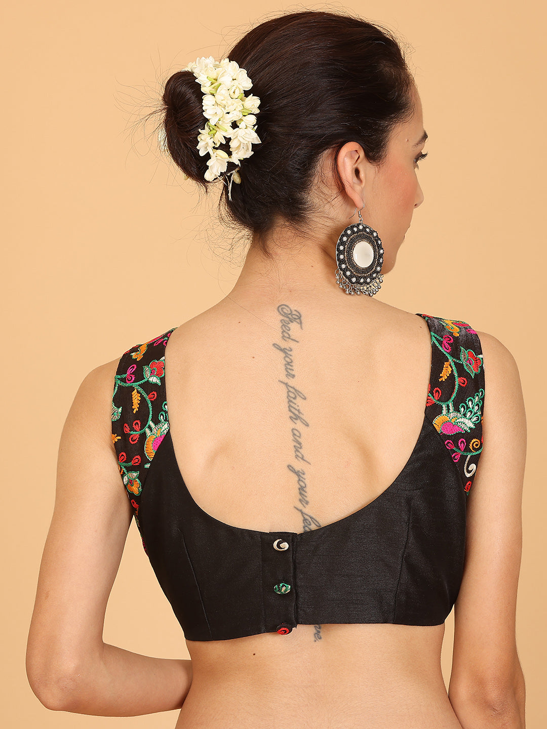 Kaanchie Nanggia Black Thread Design Embroidered Blouse