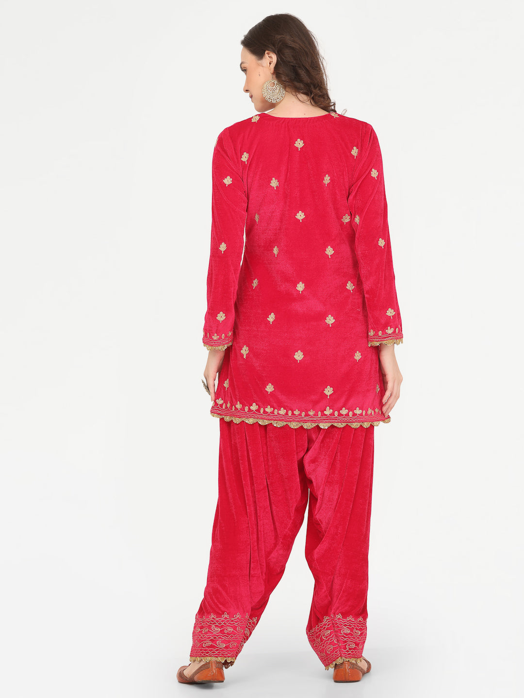 Kaanchie Nanggia Pink Embroidered Kurta Salwar with Chanderi Dupatta (Set of 3)