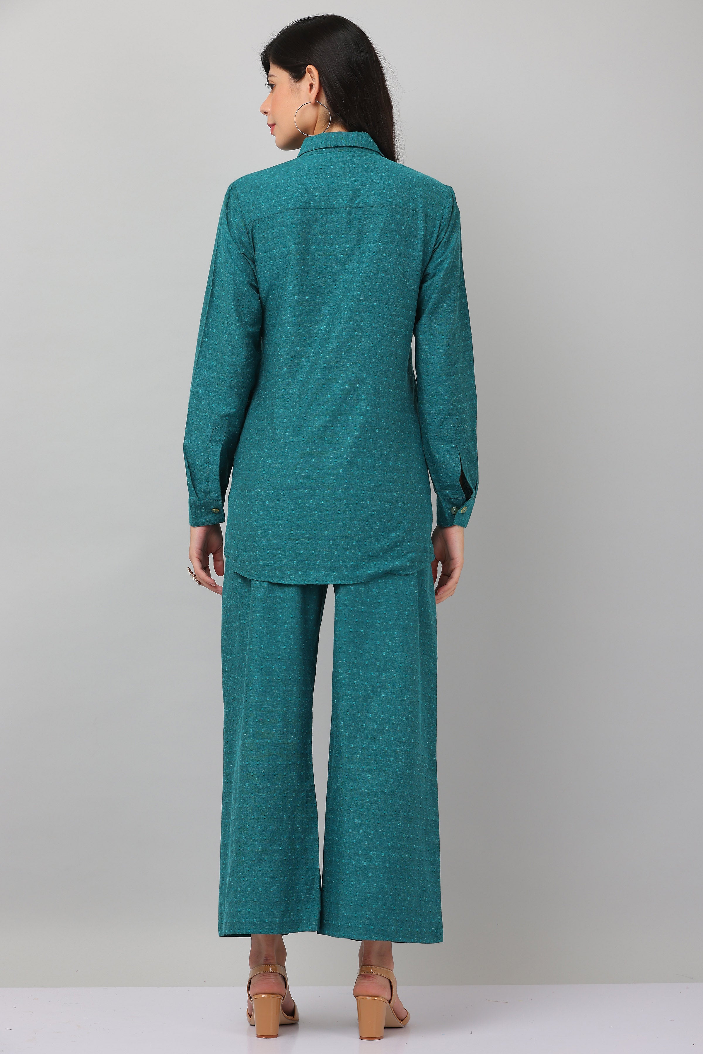 Kaanchie Nanggia Green Causal Wear Shirt & Pants (Set of 2)