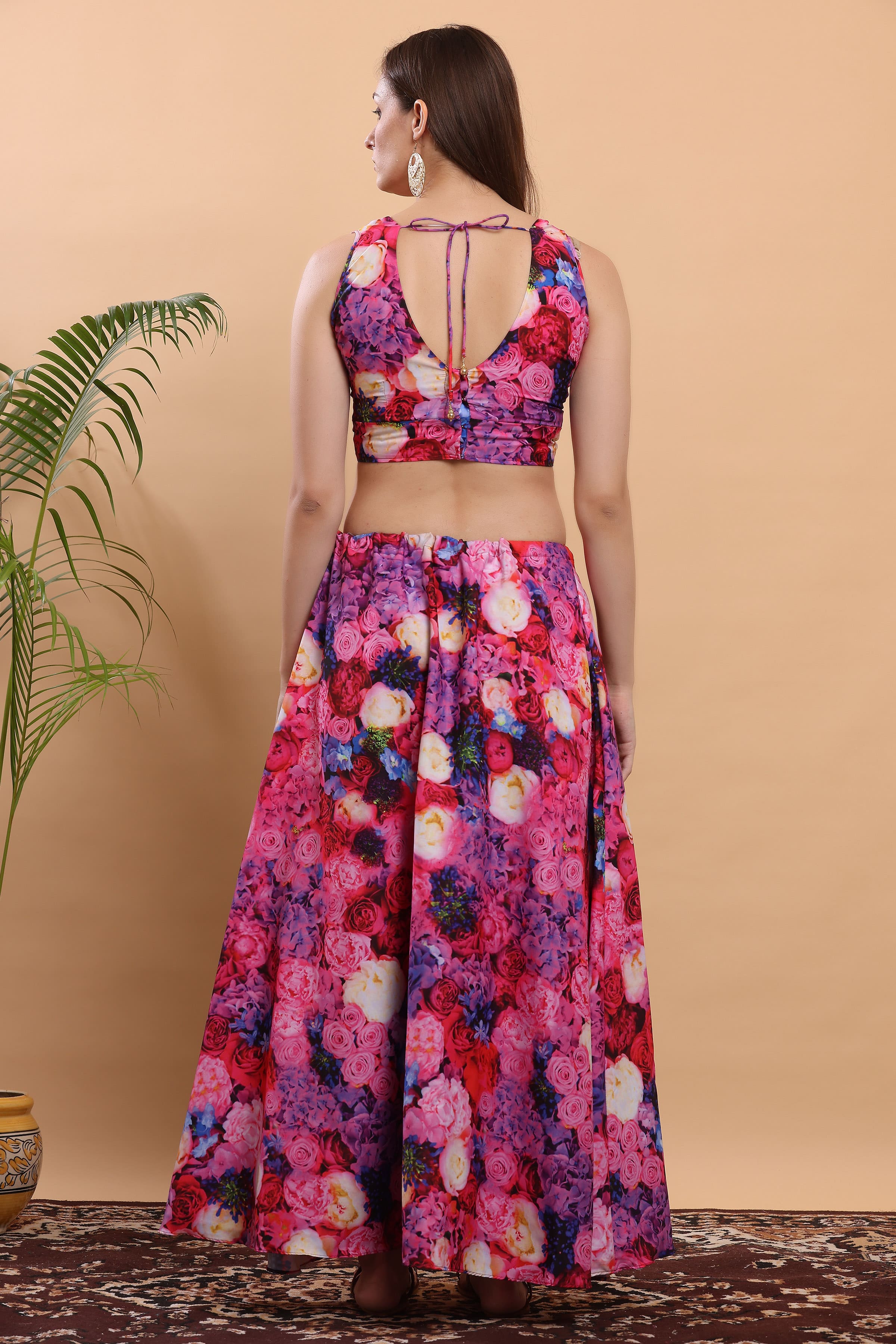 Kaanchie Nanggia Purple & Pink Printed Ready to Wear Lehenga & Choli (Set of 2)