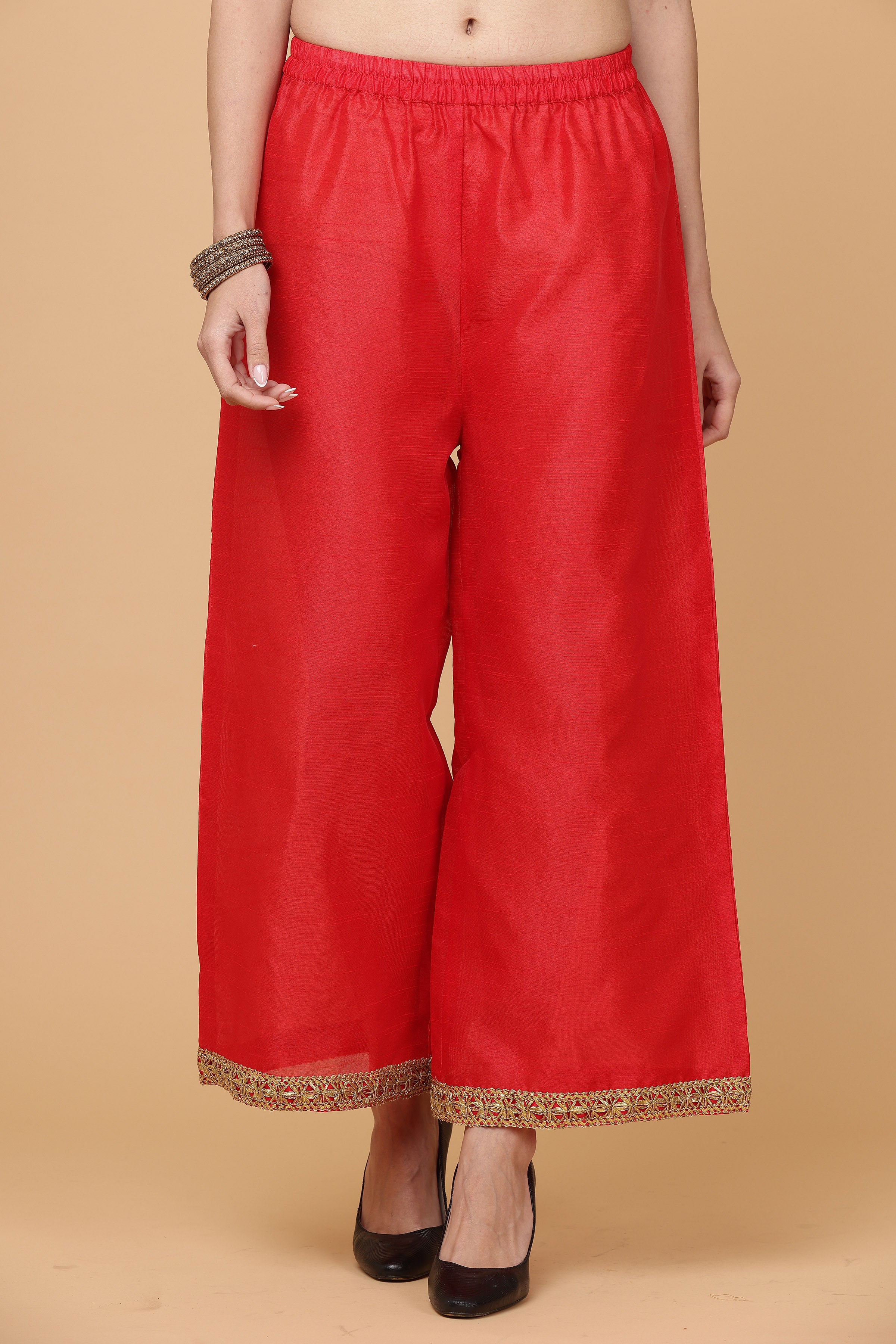 Kaanchie Nanggia Red kalidar kurta pallazo with dupatta