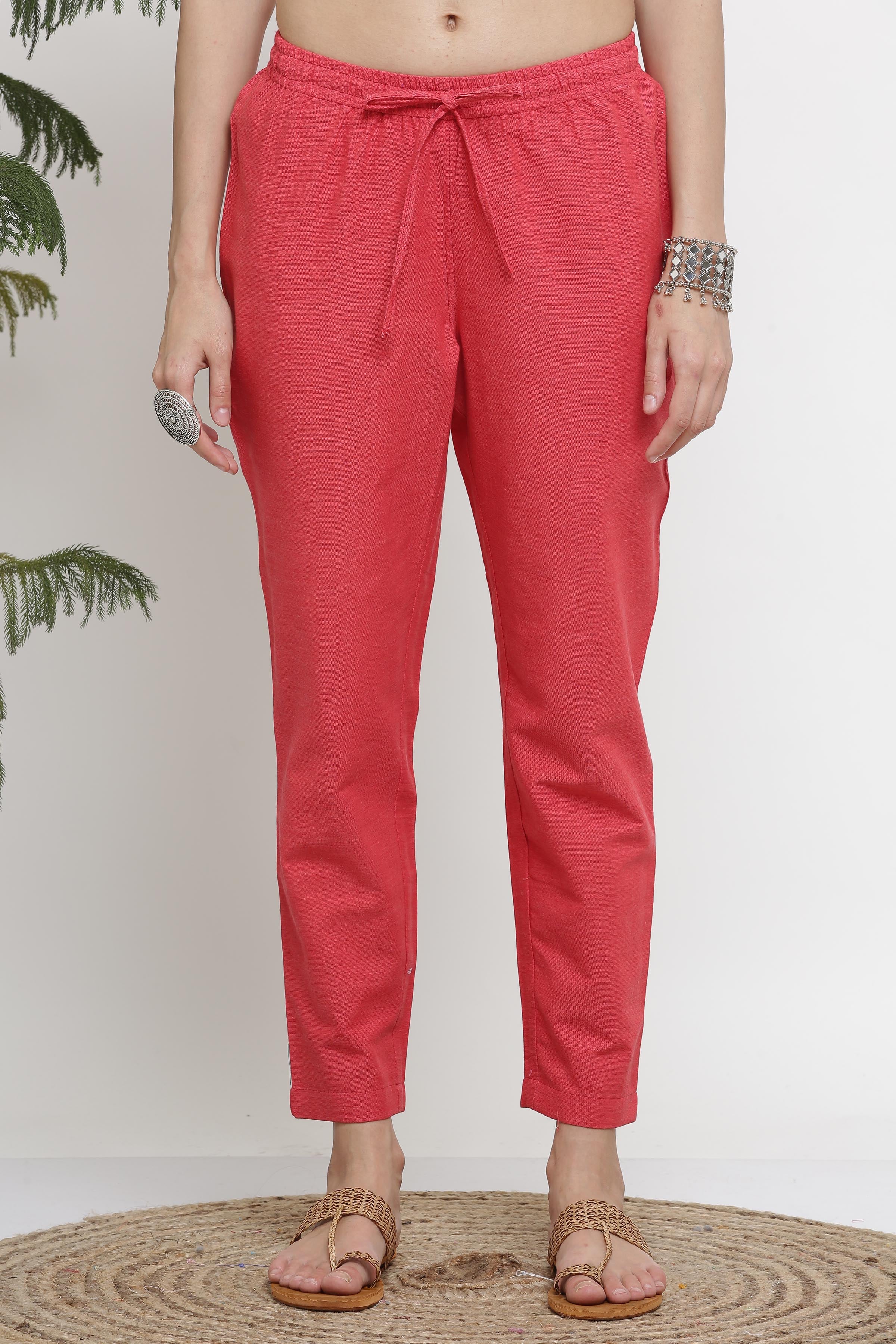 Kaanchie Nanggia Peach Cotton Flayred Kurta Pant (Set of 2)