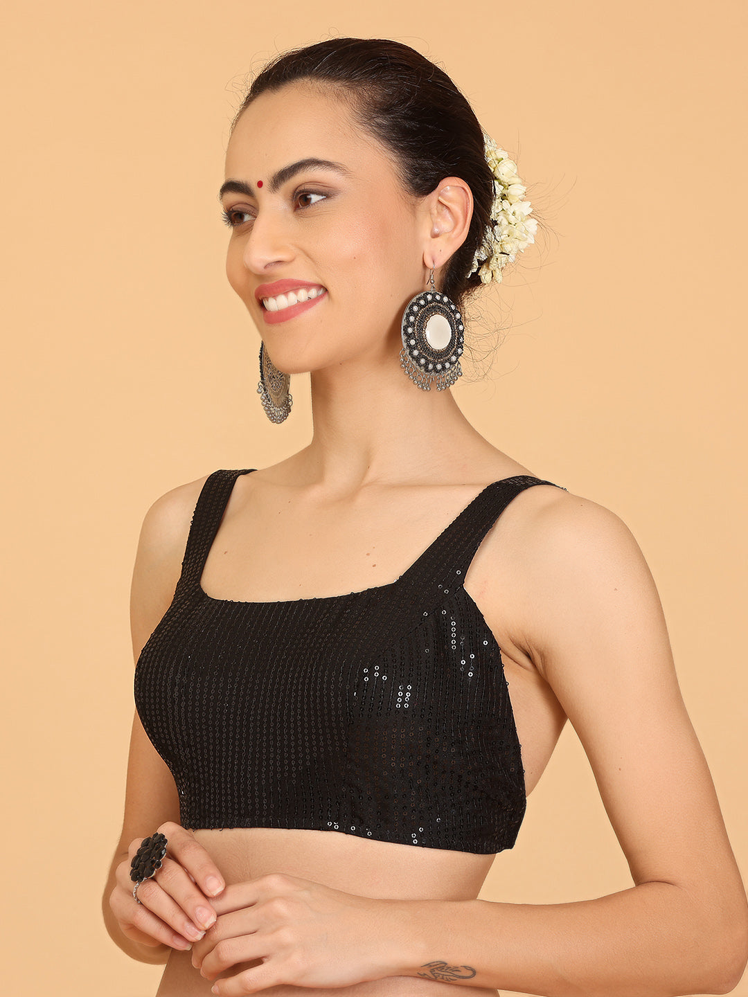 Kaanchie Nanggia Black Sequence Blouse