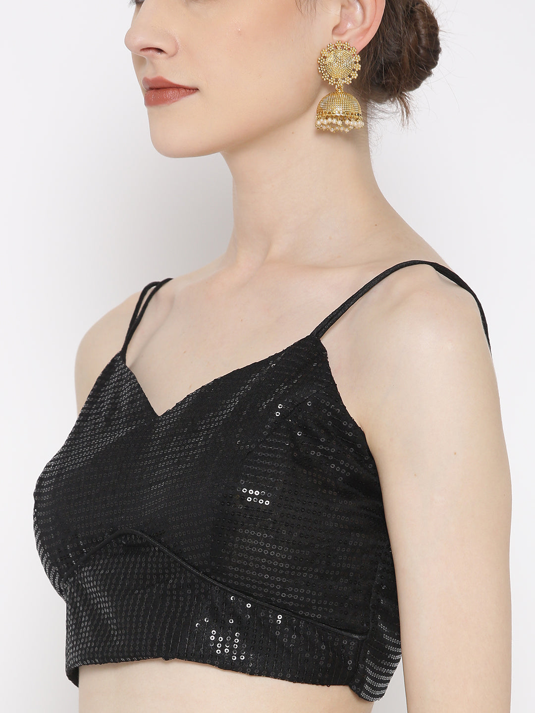 Kaanchie Nanggia Black Sequence Strap Blouse
