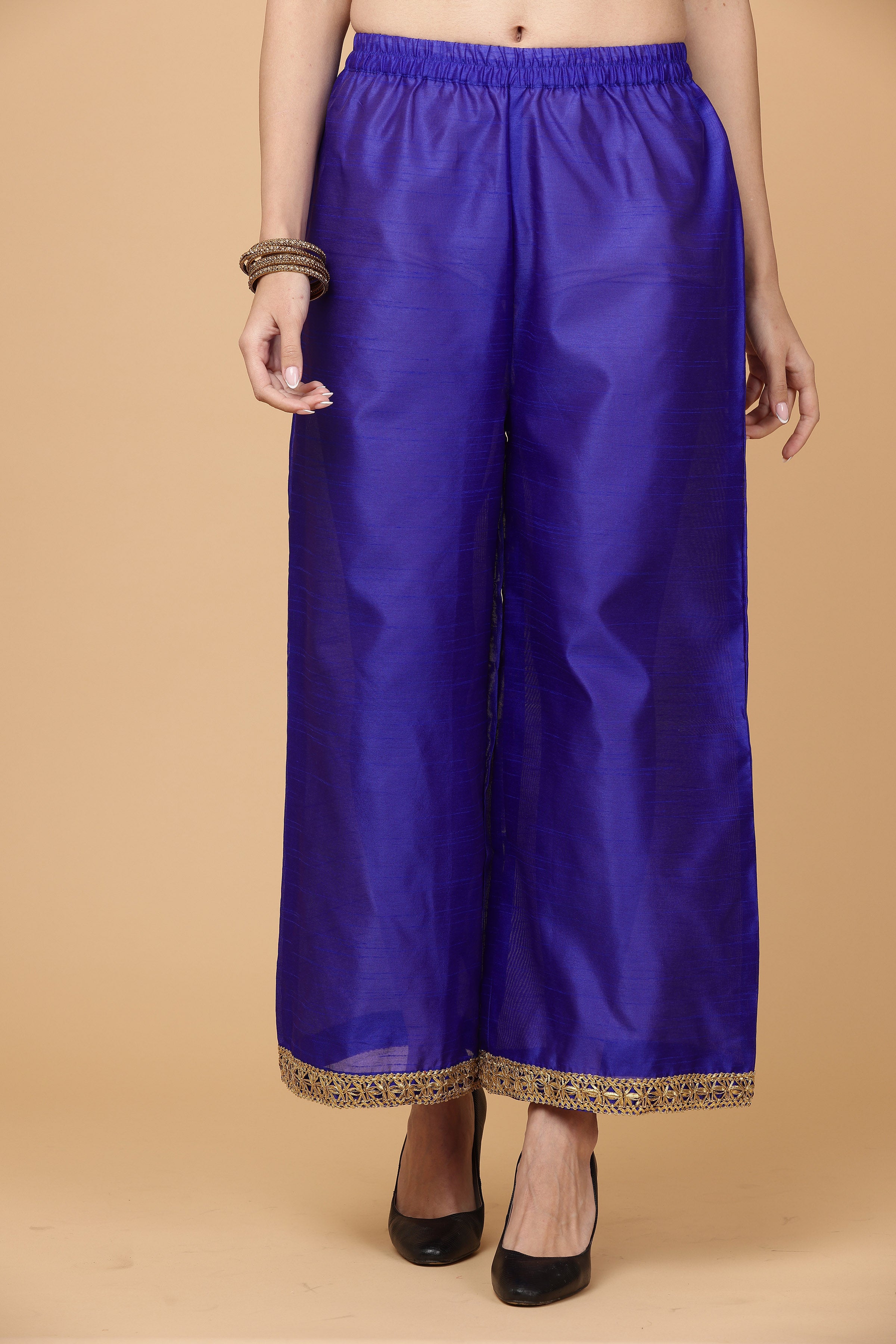 Kaanchie Nanggia Royal Blue Kalidar Kurta Palazzo with Dupatta (Set of 3)