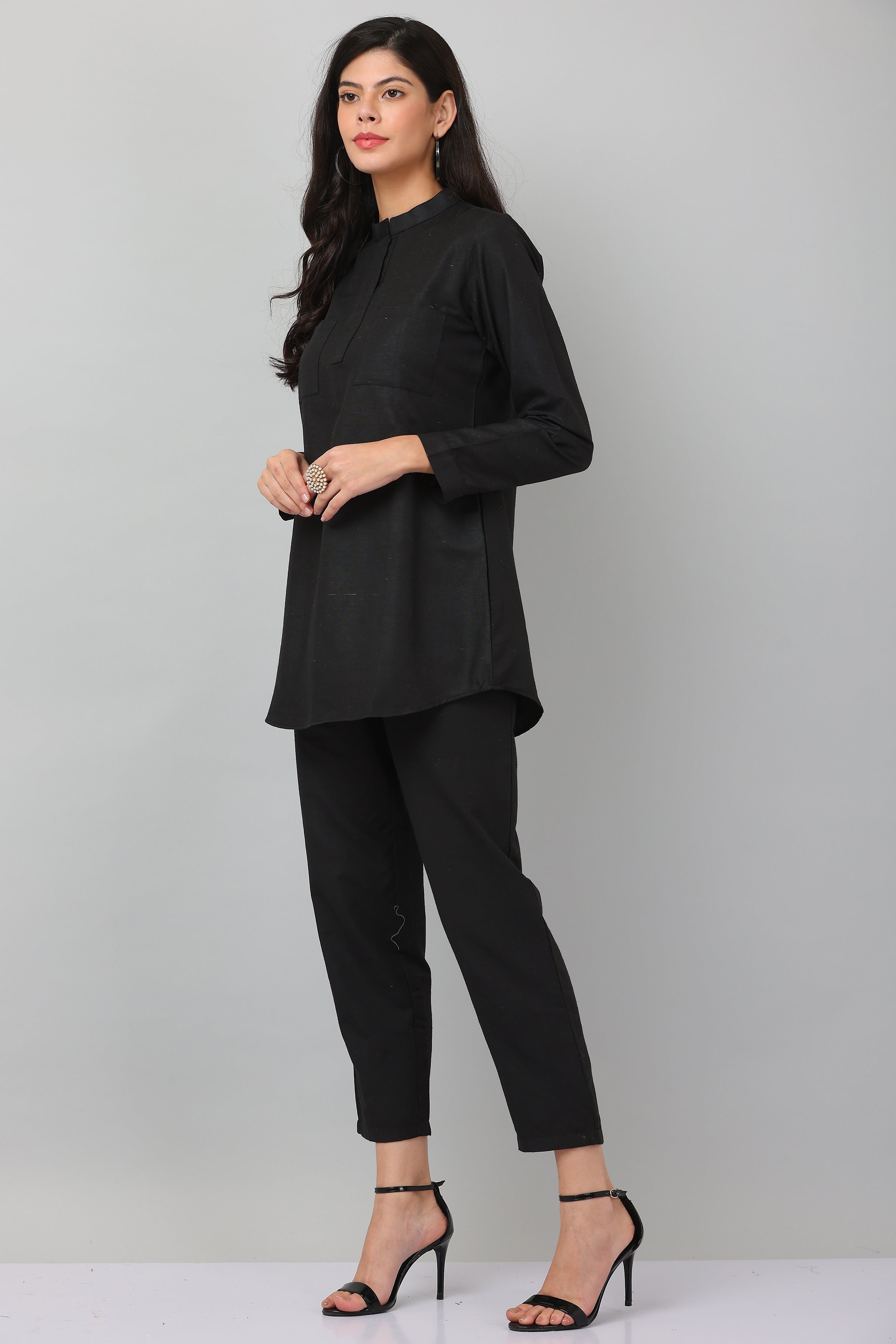 Kaanchie Nanggia Black Causal Wear Shirt & Pants (Set of 2)