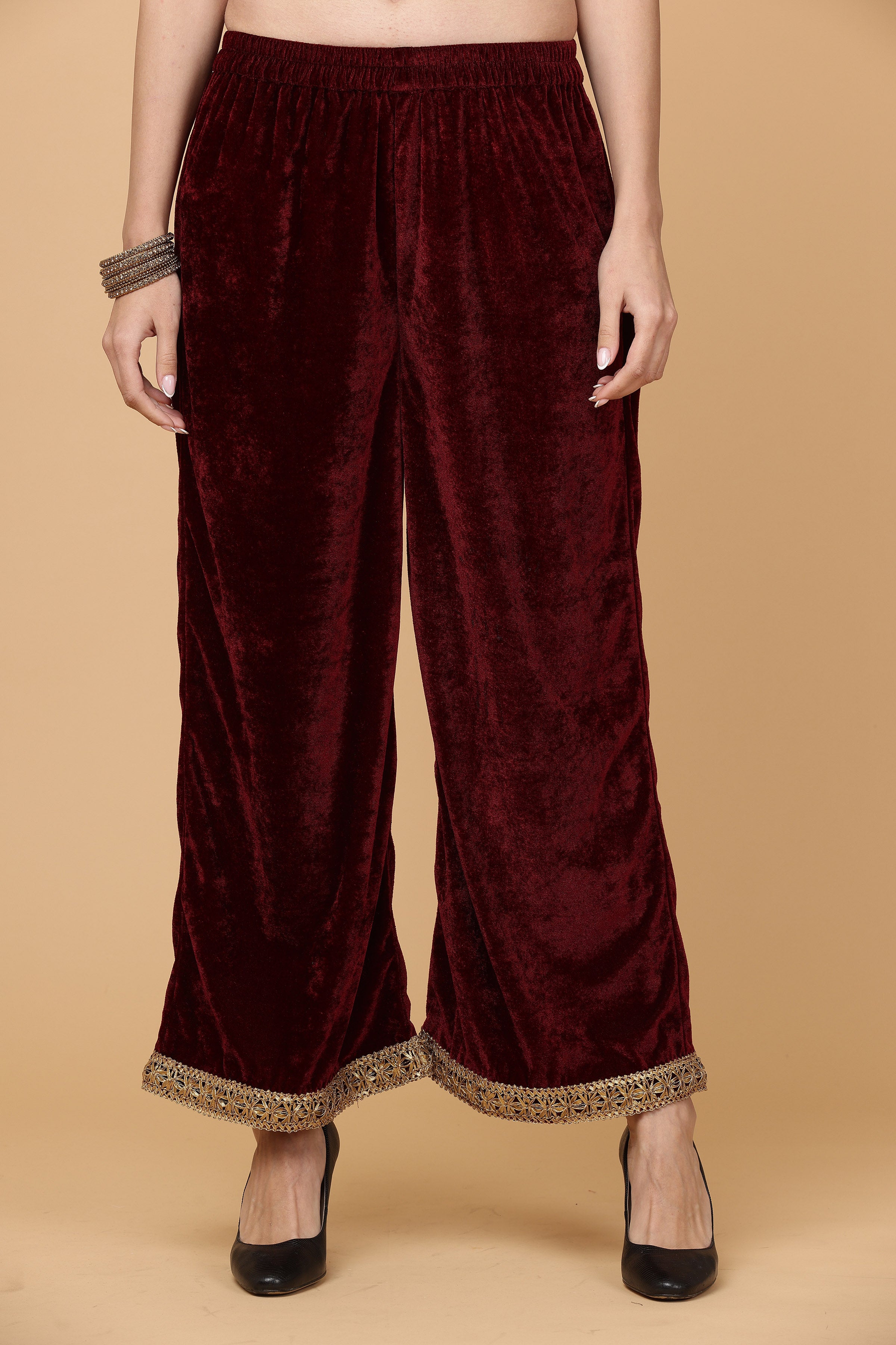 Kaanchie Nanggia Maroon kalidar kurta pallazo with dupatta