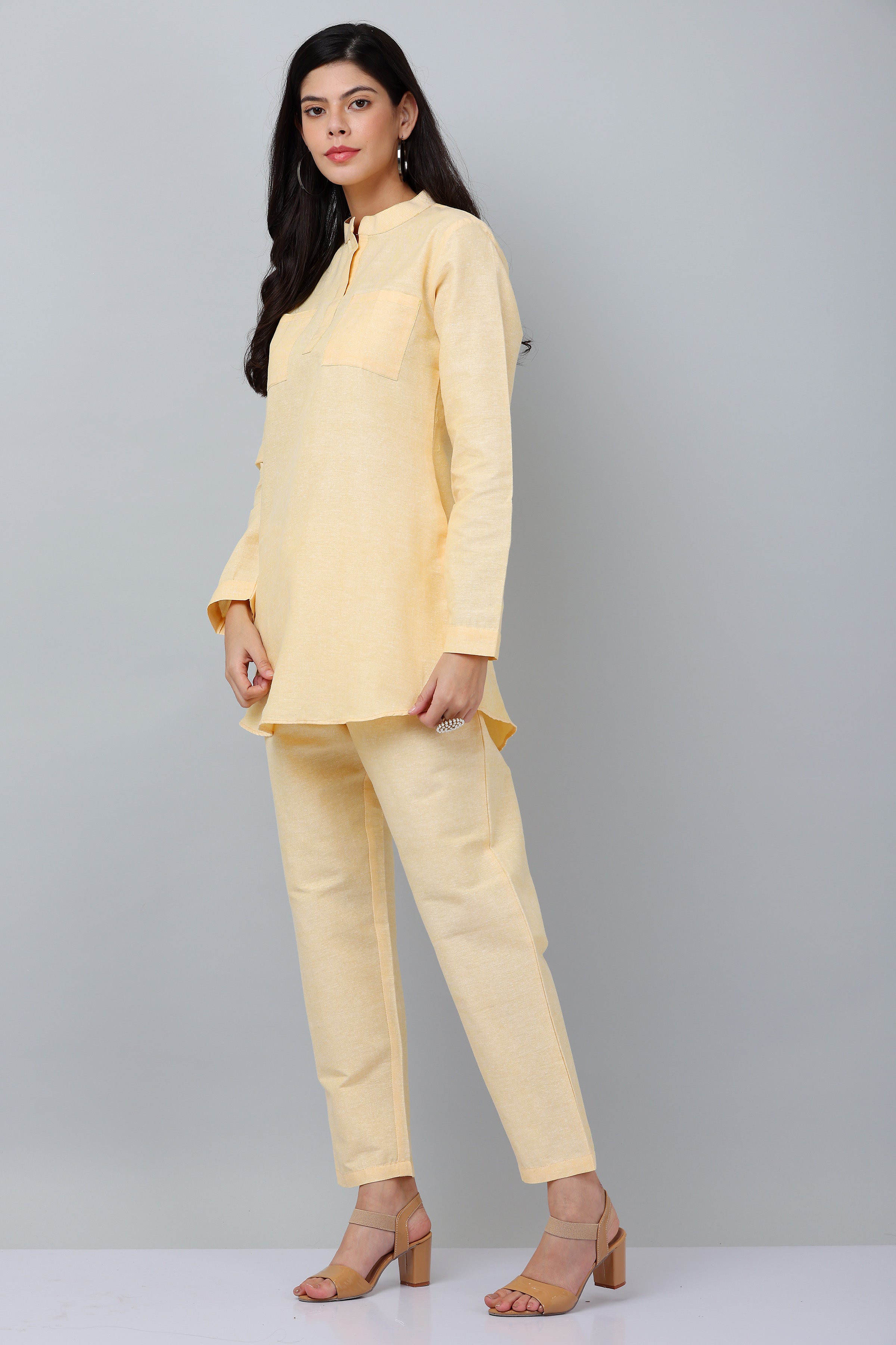 Kaanchie Nanggia Yellow Causal Wear Shirt & Pants (Set of 2)