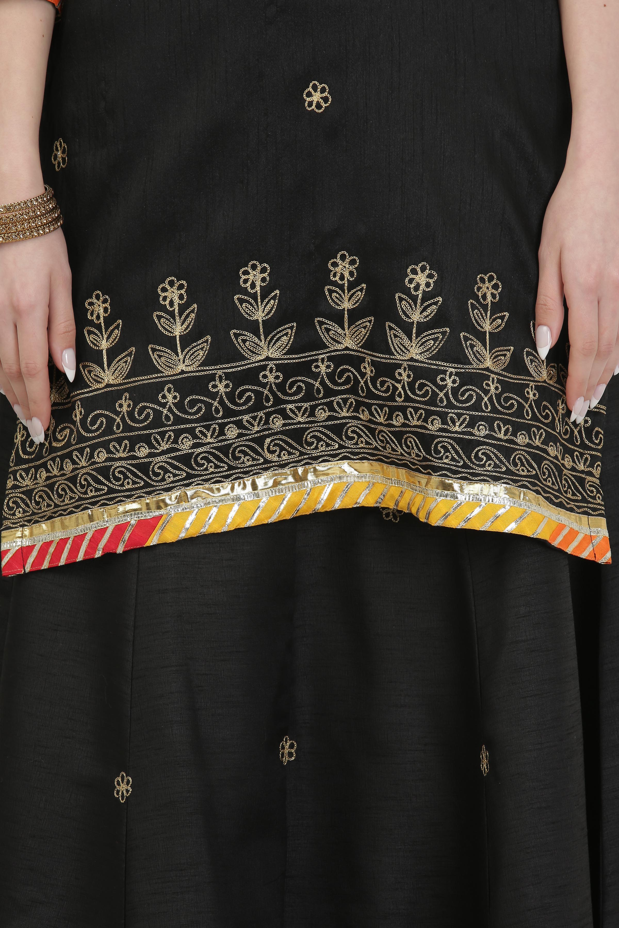 Kaanchie Nanggia Floral Embroidered Ready to Wear Lehenga & Blouse With Dupatta (Set of 3)