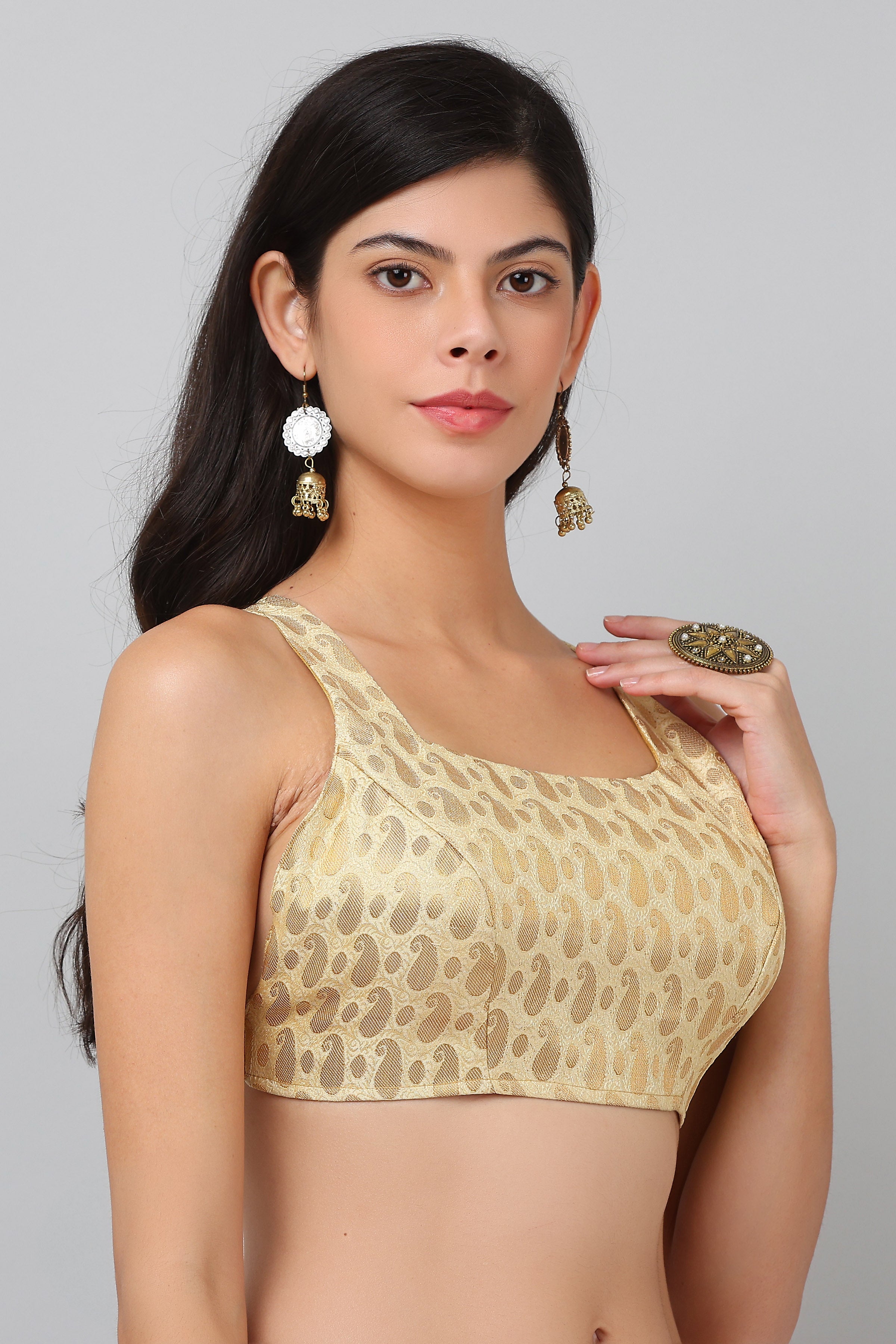 Kaanchie Nanggia Beige Silk Padded Blouse
