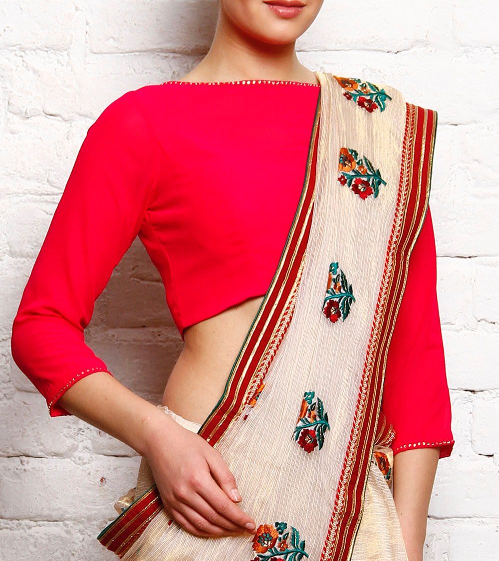 Kaanchie Nanggia Coral Georgette Blouse