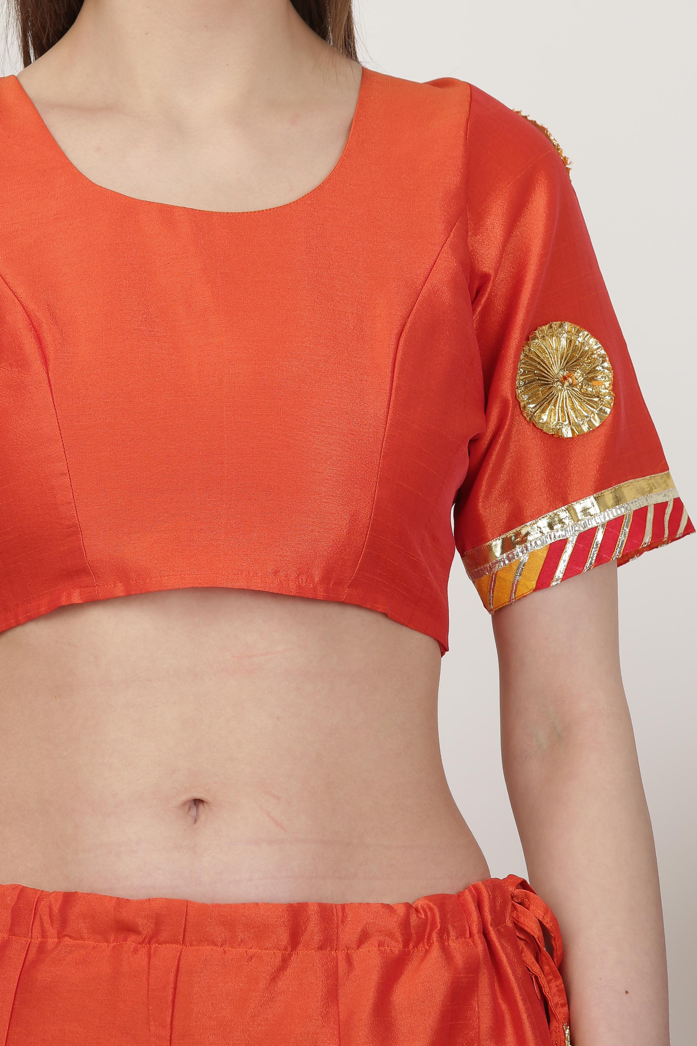 Kaanchie Nanggia Round Neck Silk Ready to Wear Lehenga & Blouse With Dupatta (Set of 3)