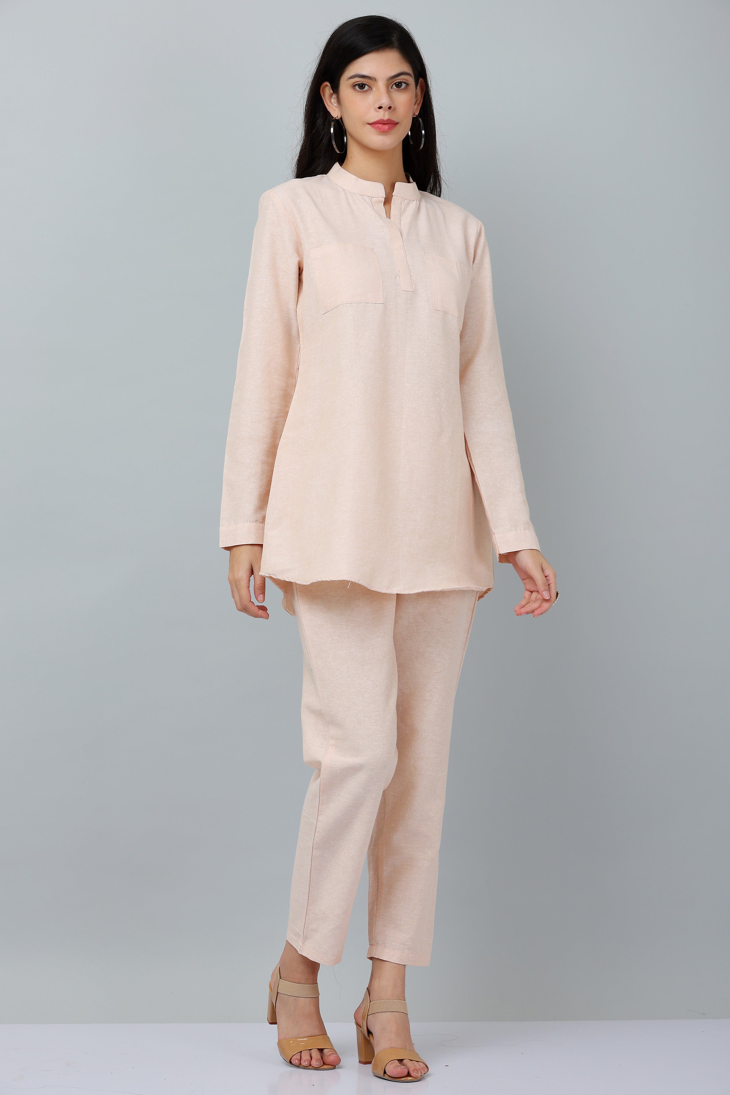 Kaanchie Nanggia Beige Causal Wear Shirt & Pants (Set of 2)