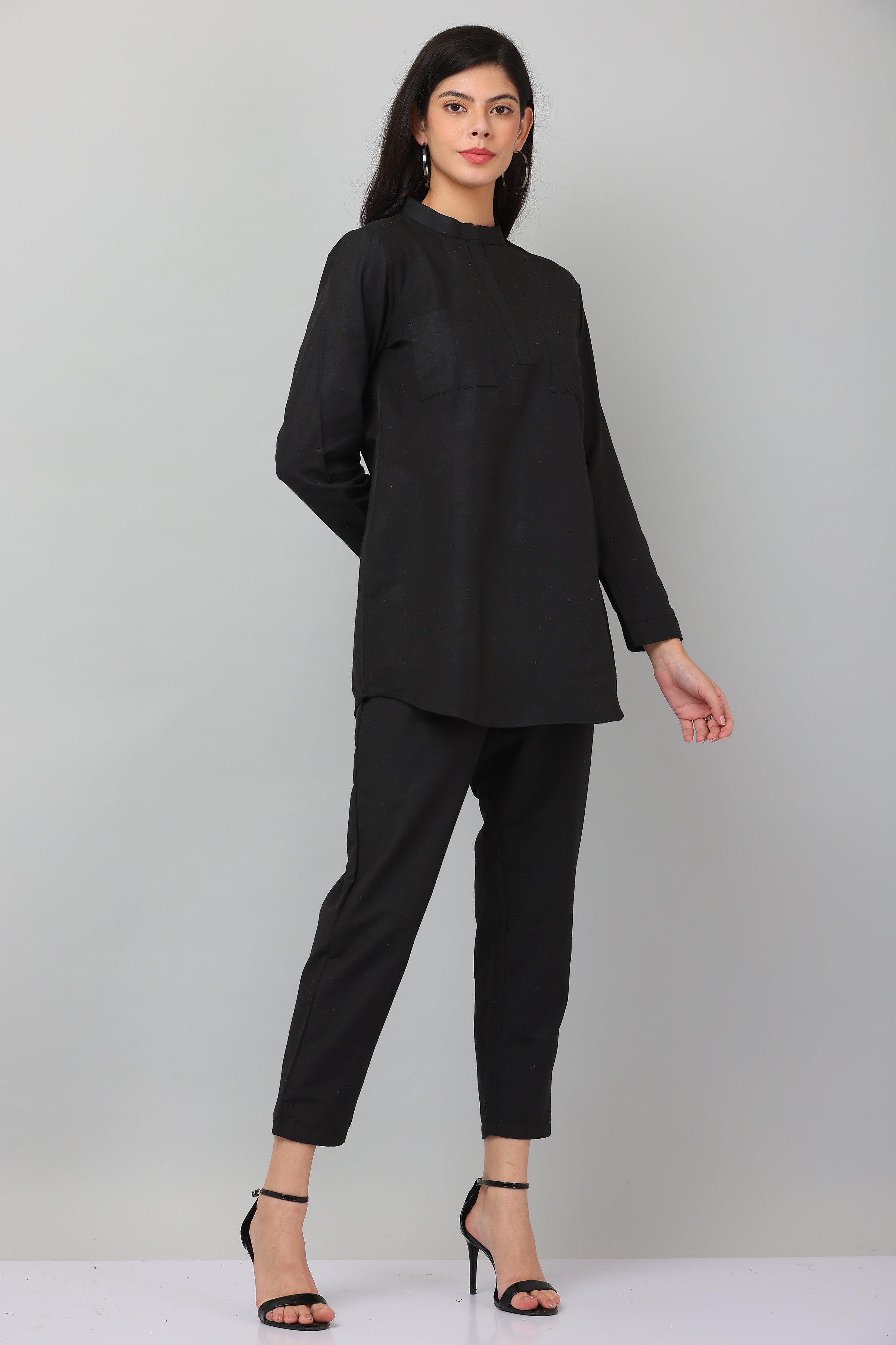 Kaanchie Nanggia Black Causal Wear Shirt & Pants (Set of 2)
