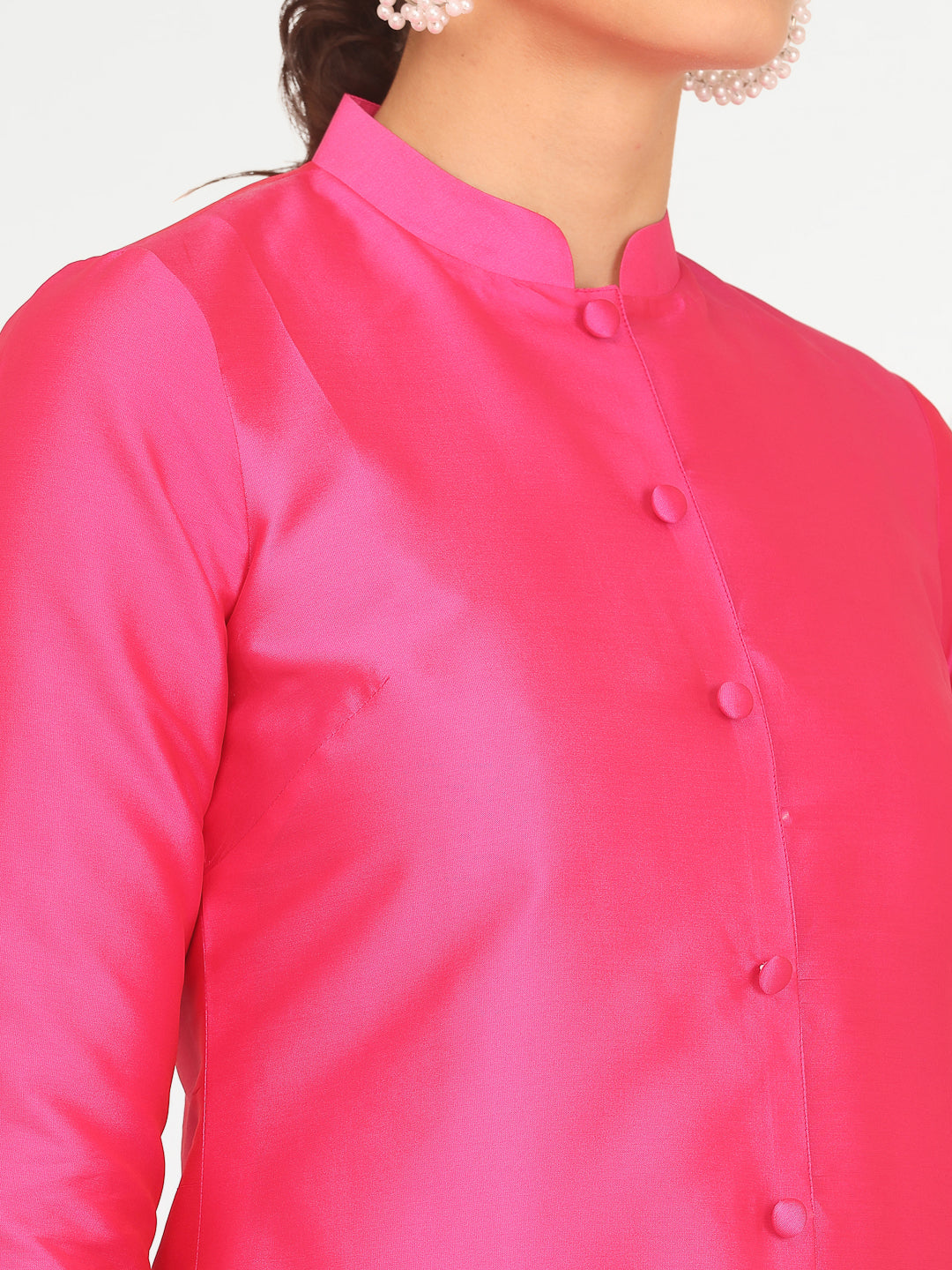 Kaanchie Nanggia Pink Taffeta Kurta with Pant (Set of 2)