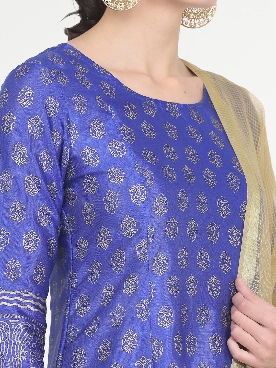 Kaanchie Nanggia Blue Printed Kurta Pant with Dupatta (Set of 3)