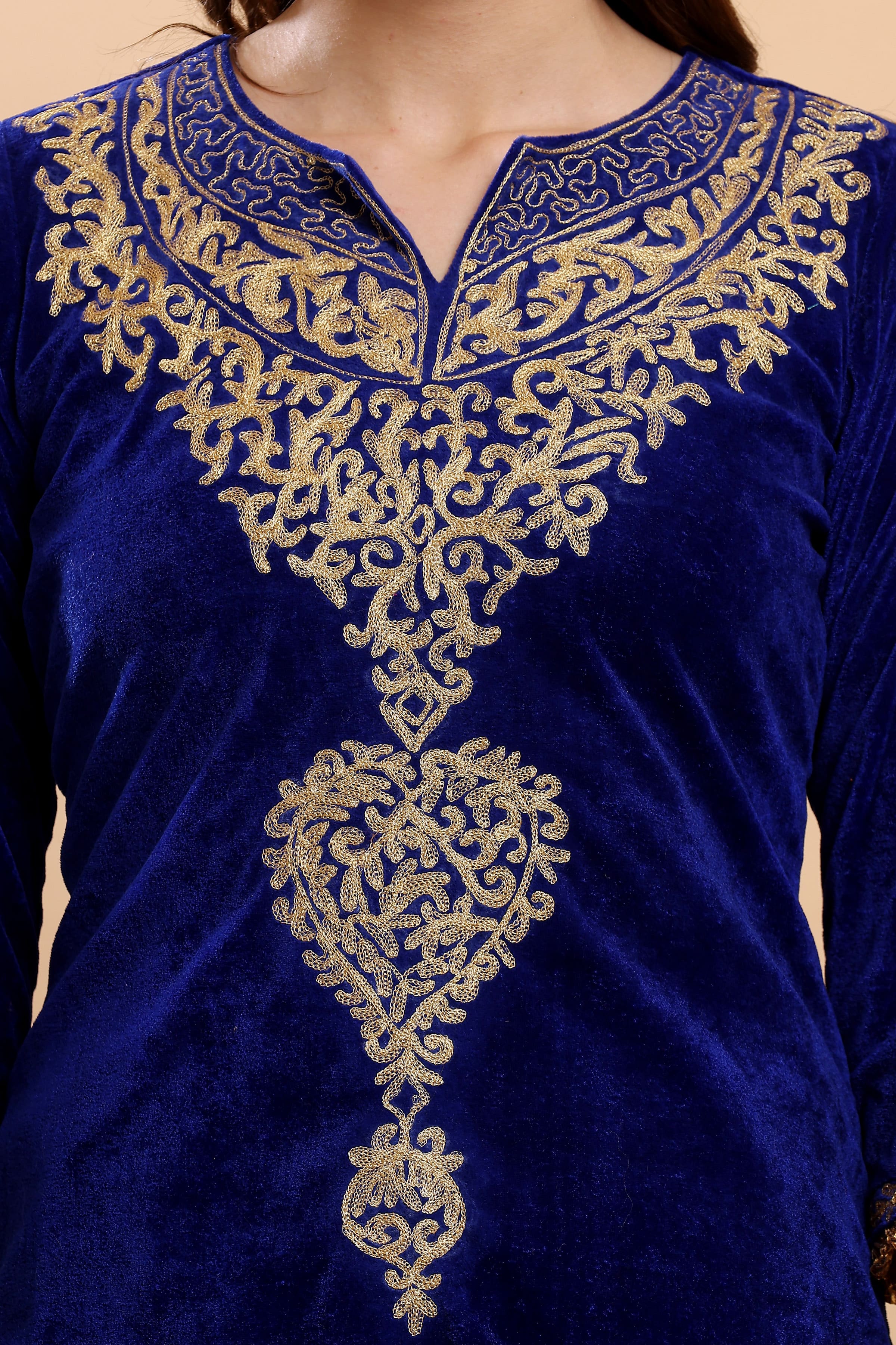 Kaanchie Nanggia Royal Blue Embroidered Kurta Salwar (Set of 2)