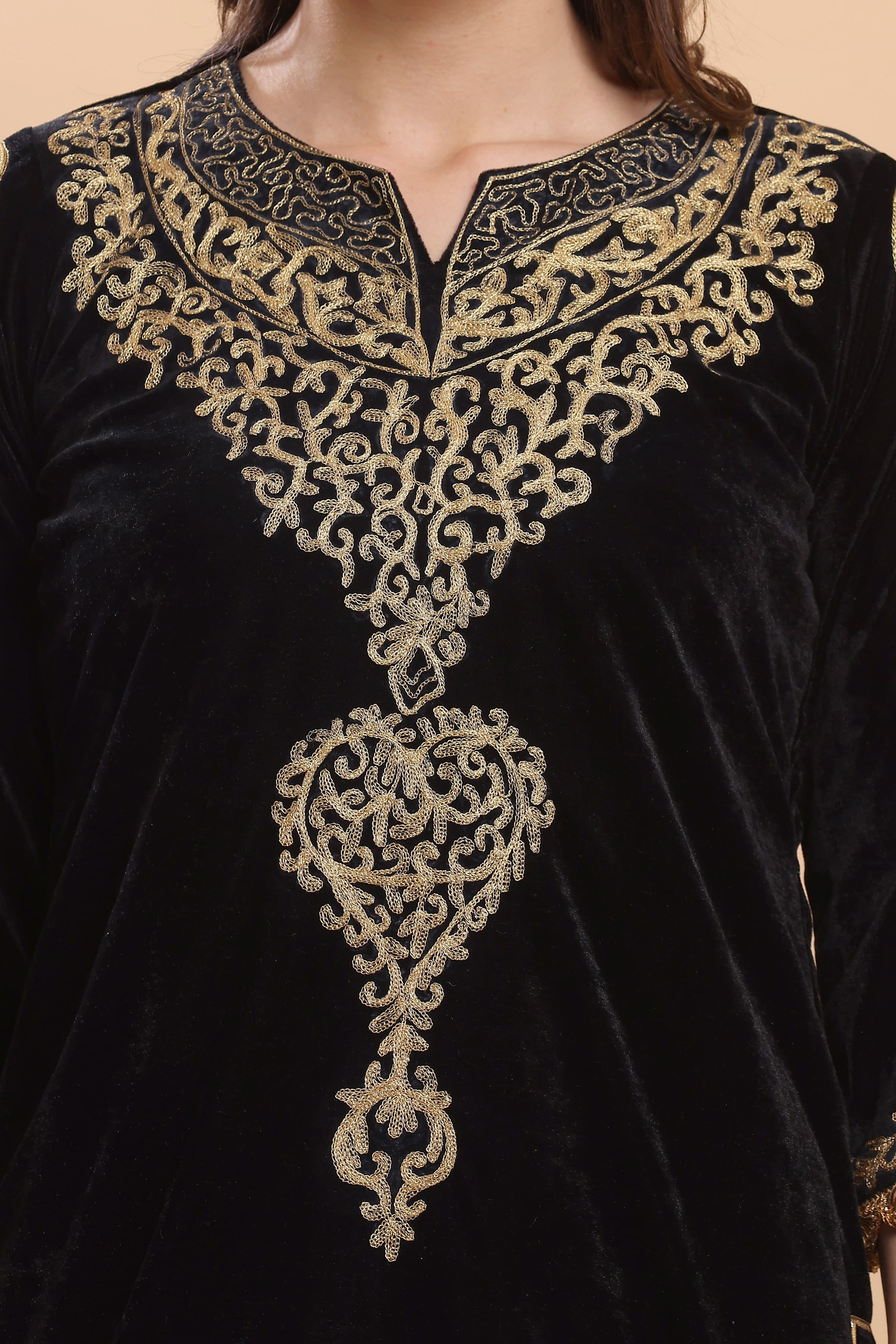 Kaanchie Nanggia Black Embroidered Kurta Lehenga (Set of 2)