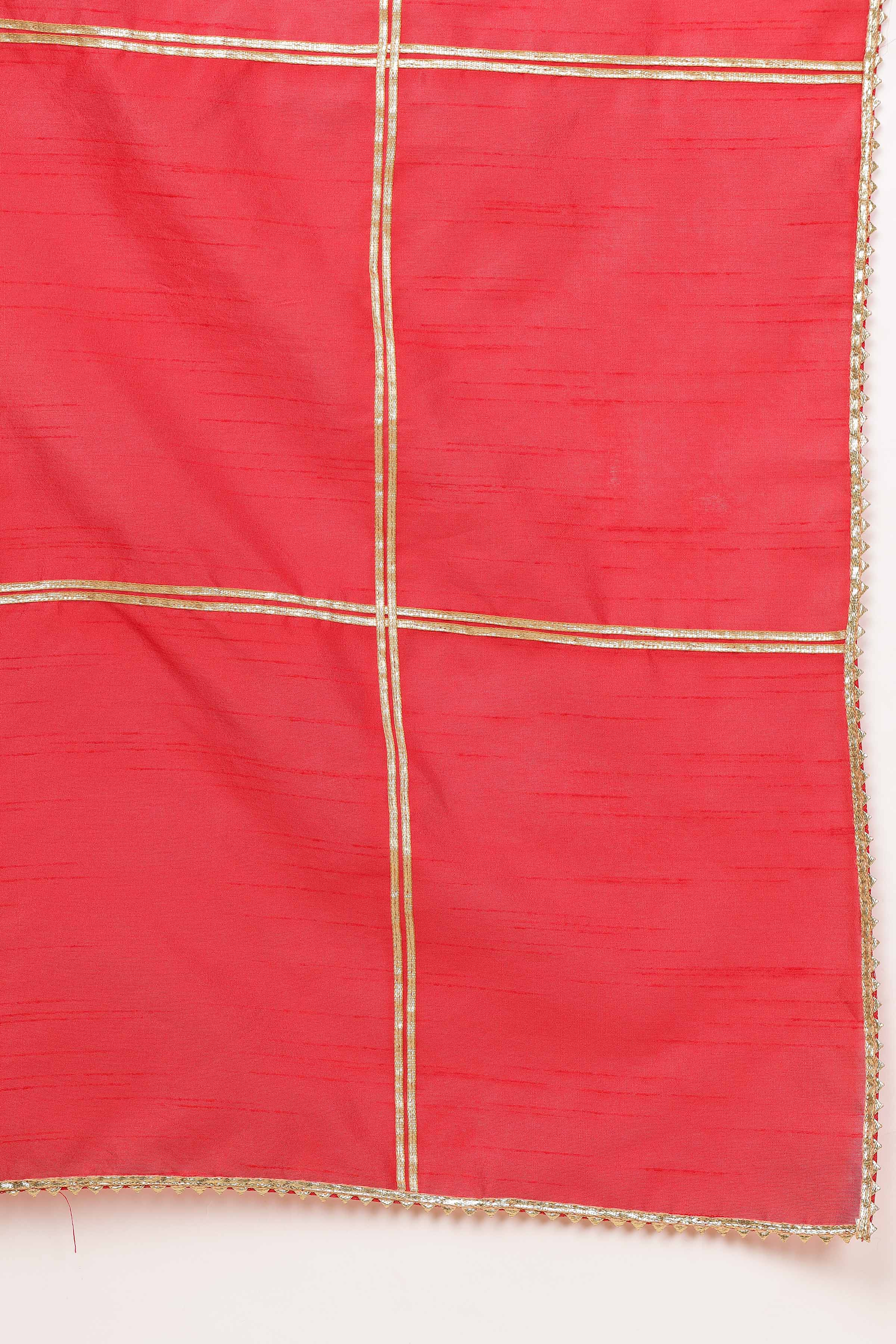 Kaanchie Nanggia Red kalidar kurta pallazo with dupatta