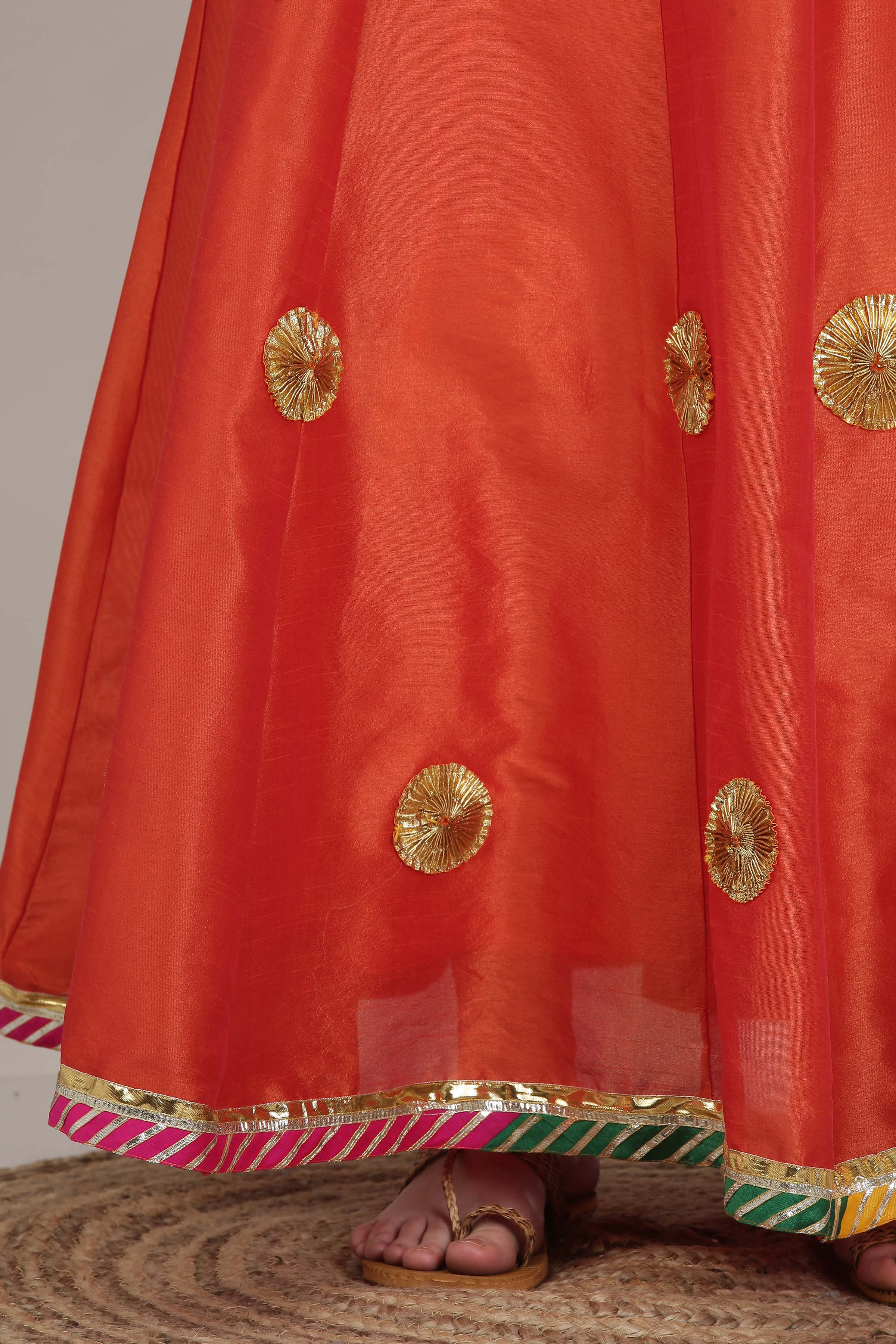 Kaanchie Nanggia Round Neck Silk Ready to Wear Lehenga & Blouse With Dupatta (Set of 3)