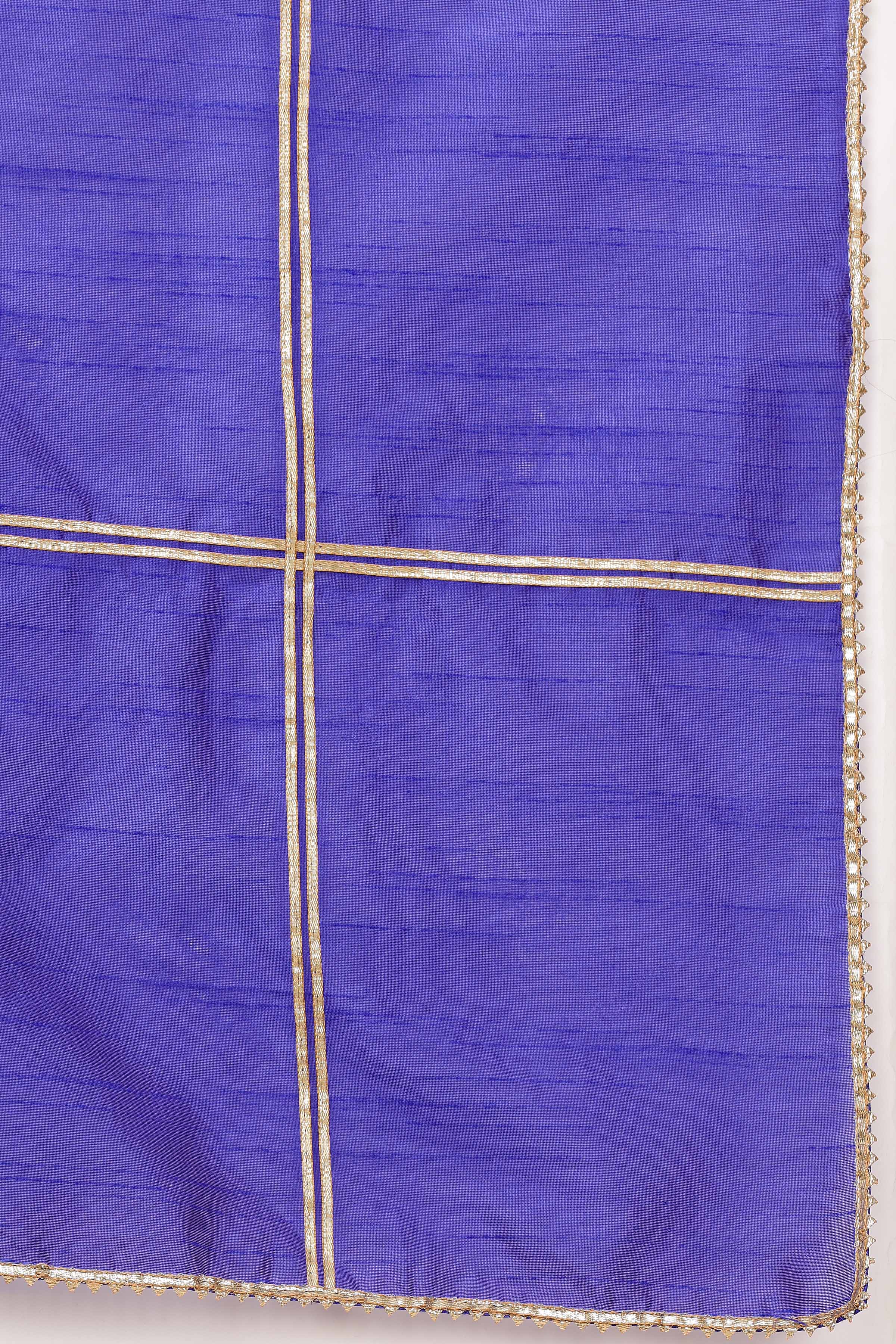 Kaanchie Nanggia Royal Blue Kalidar Kurta Palazzo with Dupatta (Set of 3)