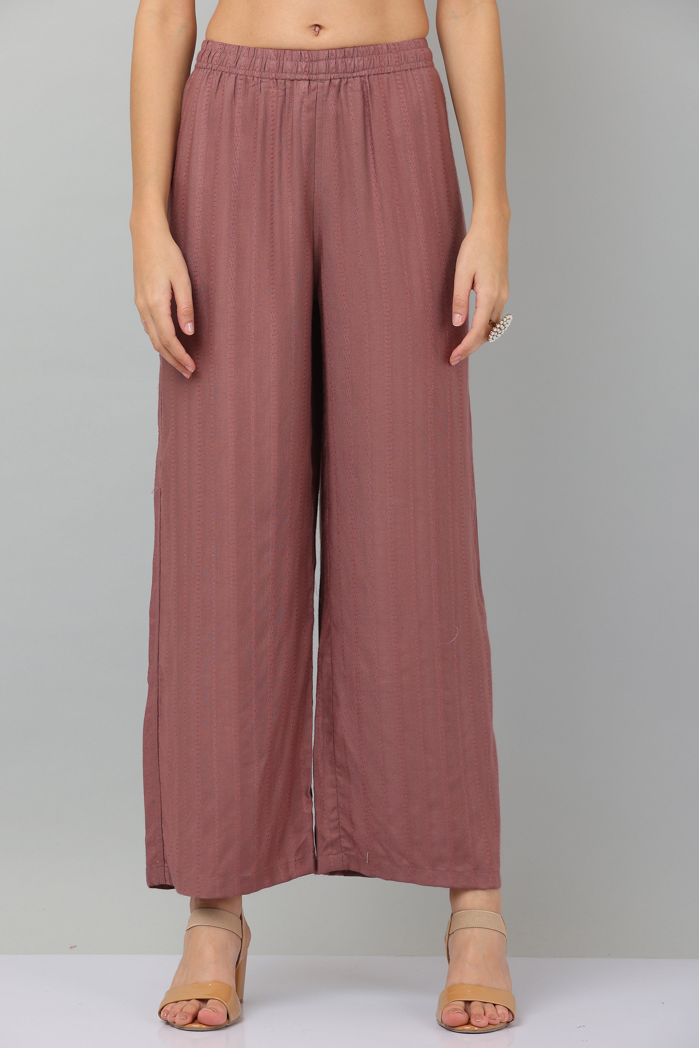 Kaanchie Nanggia Mauve Flared Kurta & Palazzo (Set of 2)