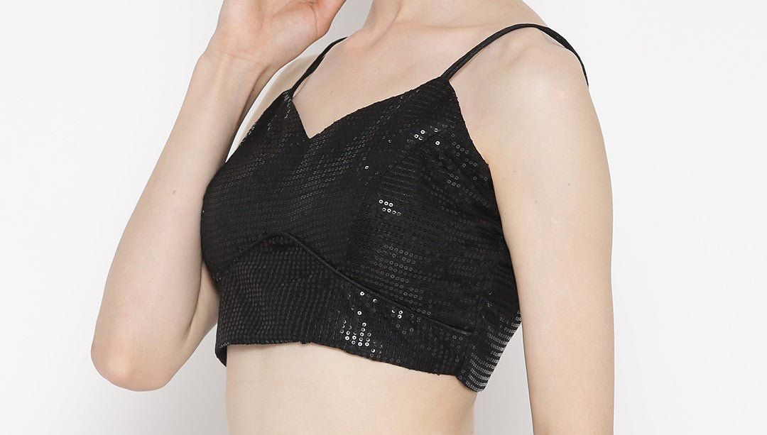 Kaanchie Nanggia Black Sequence Strap Blouse