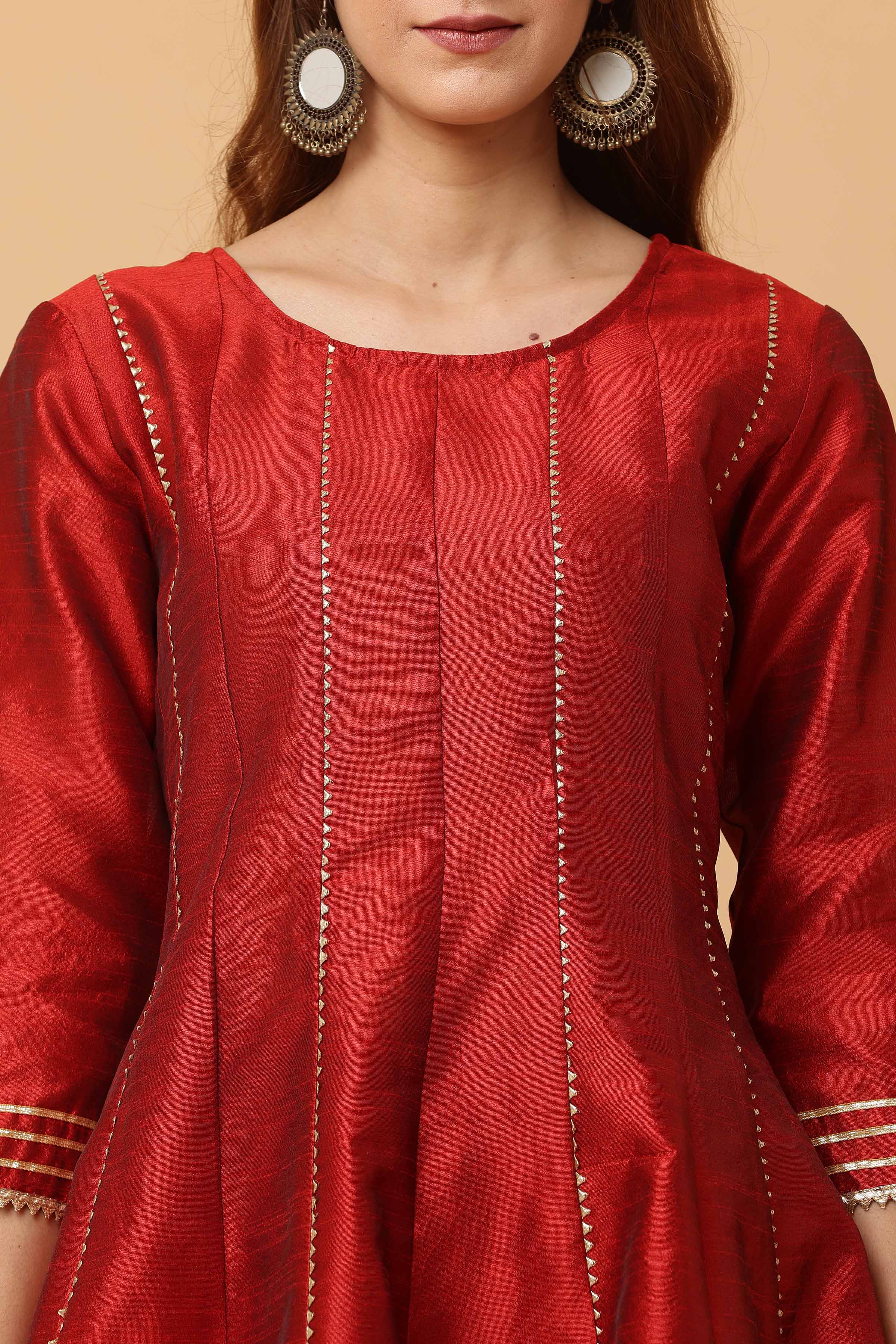 Kaanchie Nanggia Maroon kalidar kurta pallazo with dupatta