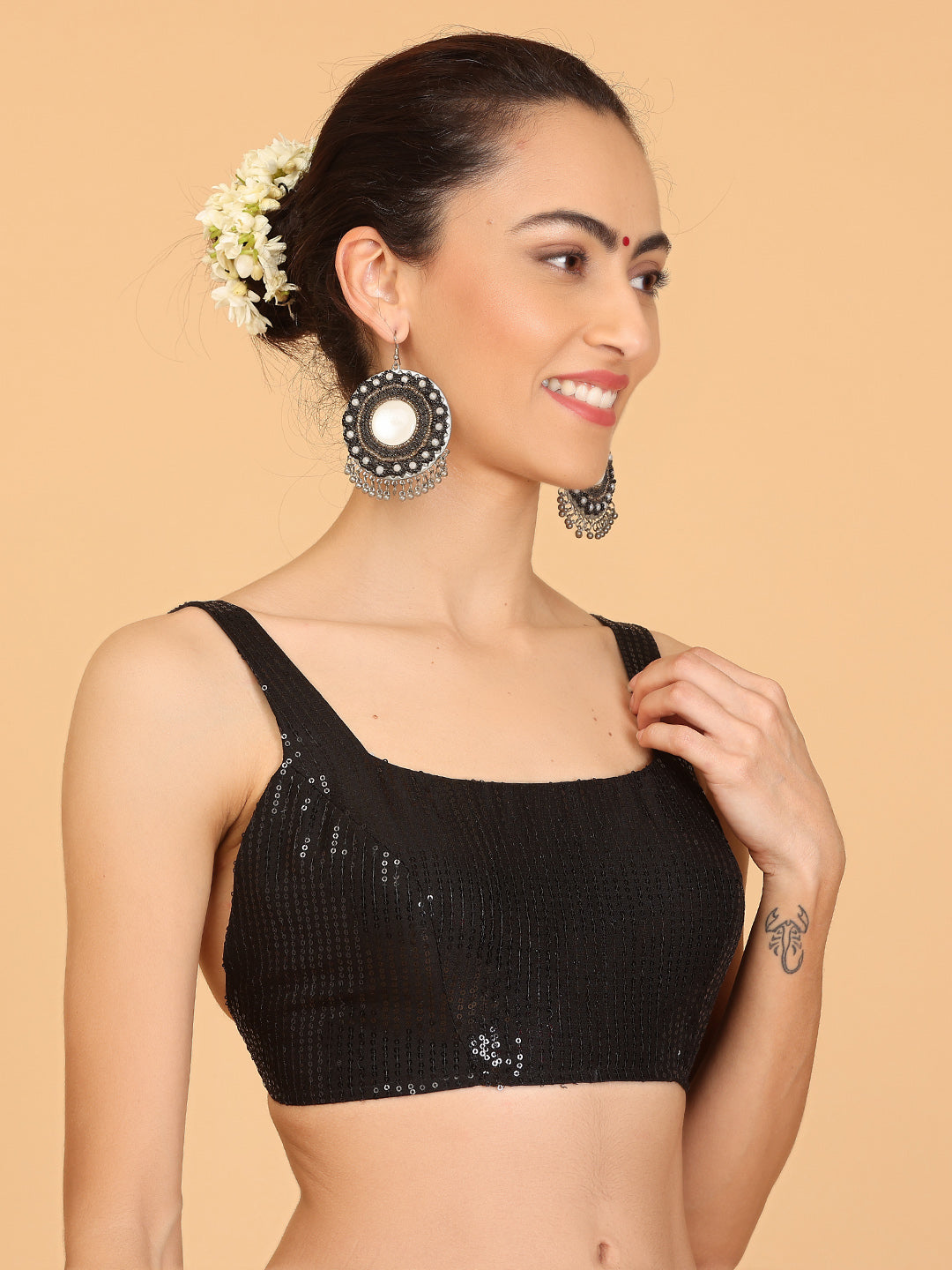 Kaanchie Nanggia Black Sequence Blouse