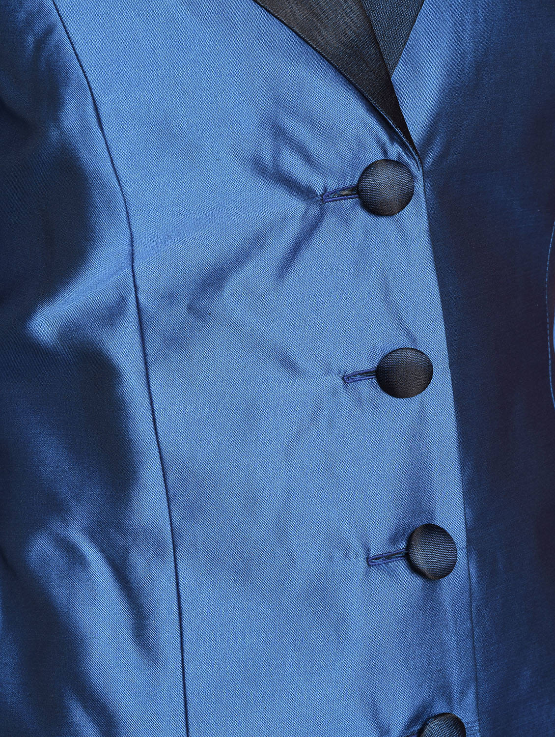 Kaanchie Nanggia Blue Solid Jacket Kurta And Pant (Set of 2)