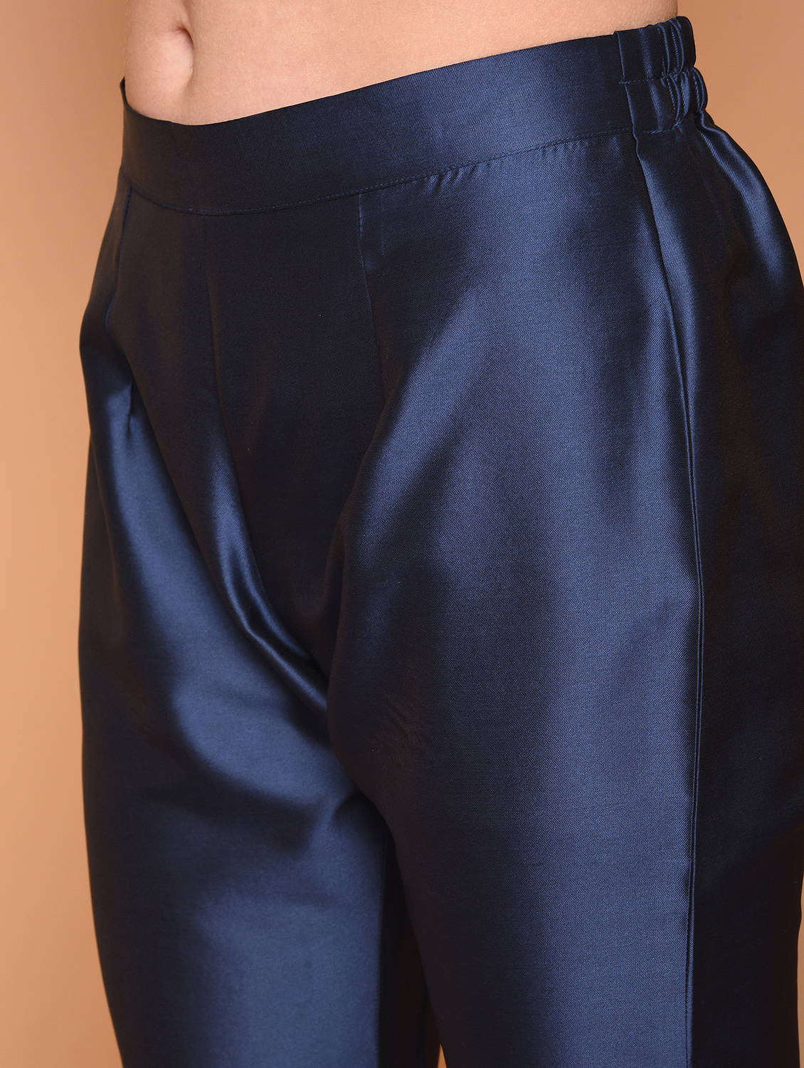 Kaanchie Nanggia Blue Solid Jacket Kurta And Pant (Set of 2)