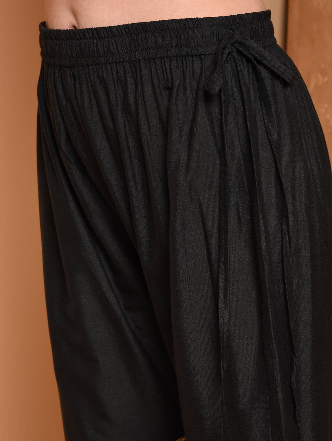 Kaanchie Nanggia Black Gota Work Kurta And Sharara With Dupatta (Set of 3)