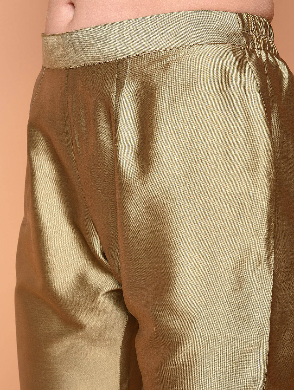 Kaanchie Nanggia Gold Solid Jacket Kurta And Pant (Set of 2)