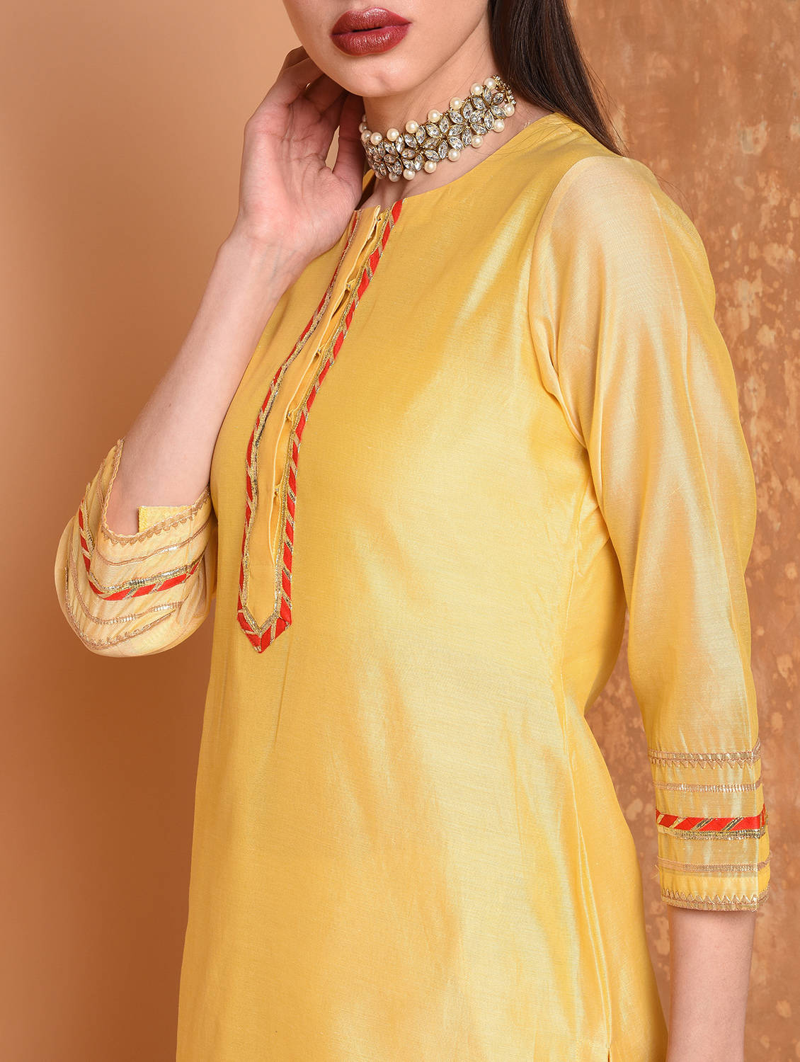 Kaanchie Nanggia Yellow Printed Kurta And Sharara With Dupatta (Set of 3)