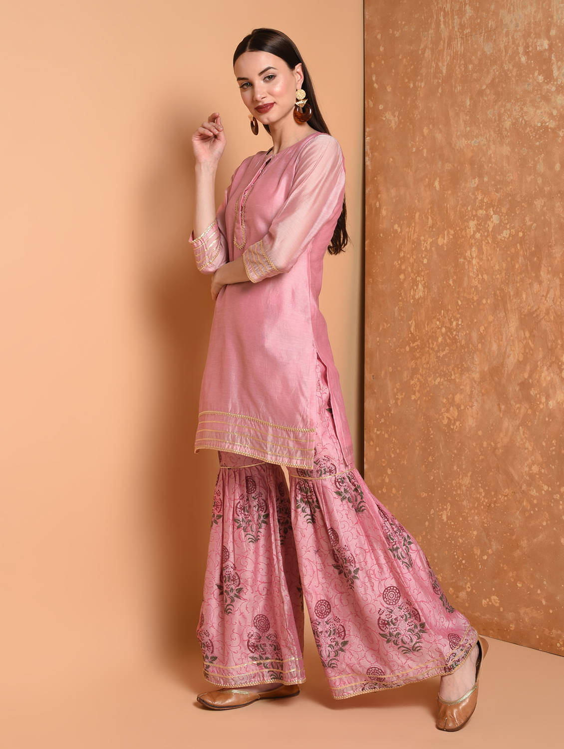 Kaanchie Nanggia Lavender Printed Kurta And Sharara With Dupatta (Set of 3)