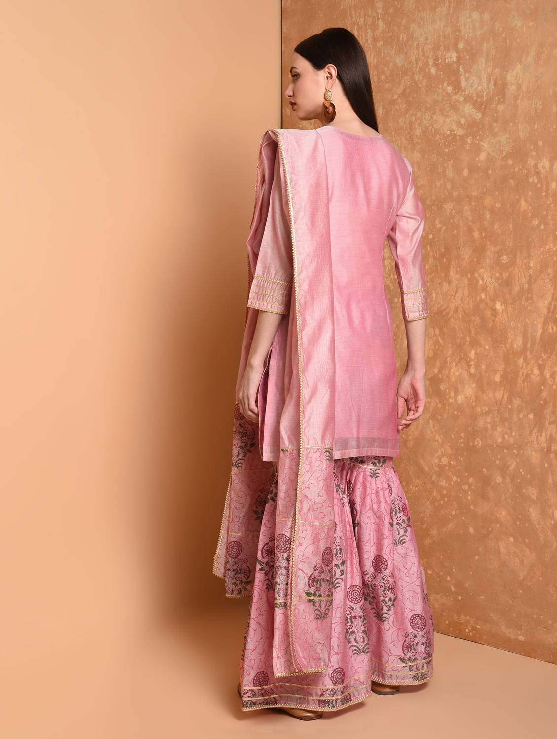 Kaanchie Nanggia Lavender Printed Kurta And Sharara With Dupatta (Set of 3)