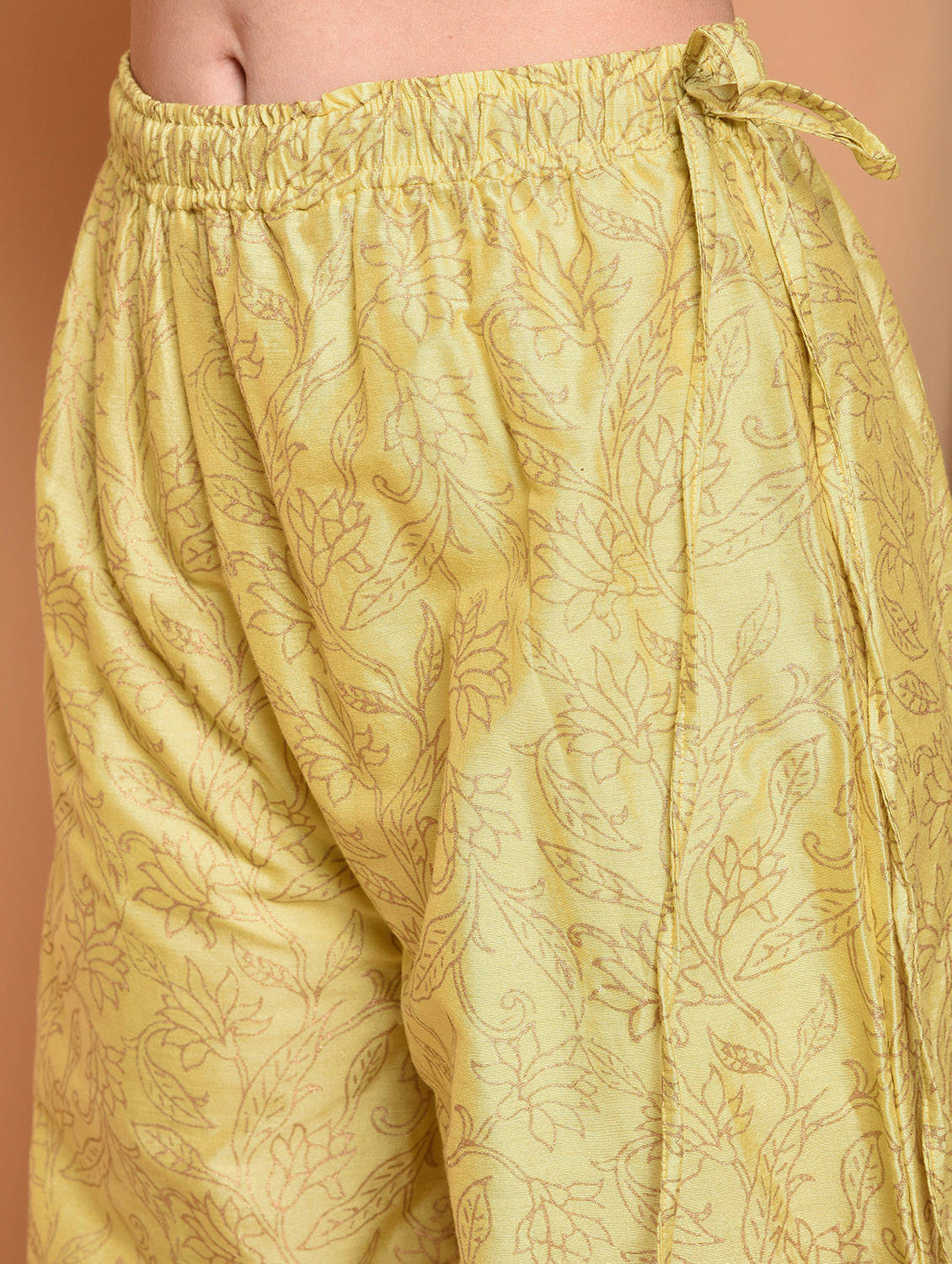 Kaanchie Nanggia Yellow Printed Kurta And Palazzo (Set of 2)